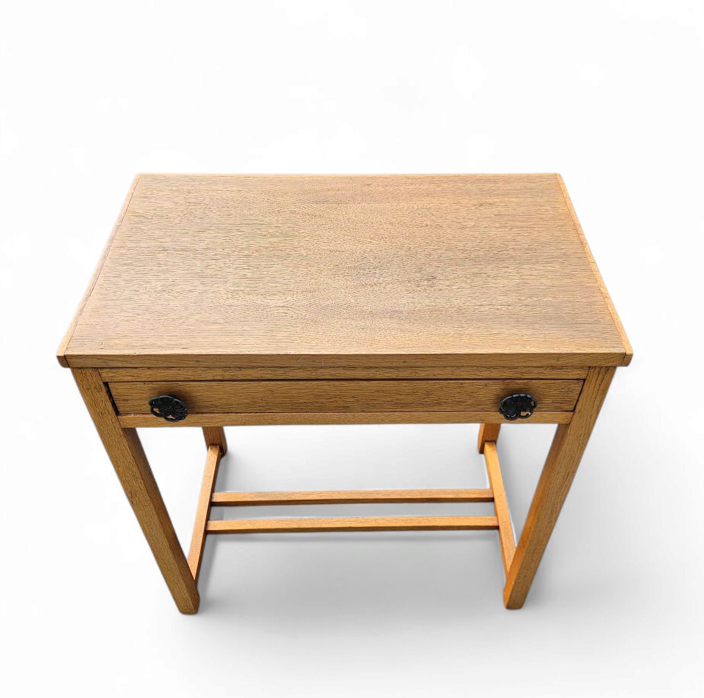 Solid Oak Side Table 1970s, Vintage photo furniture