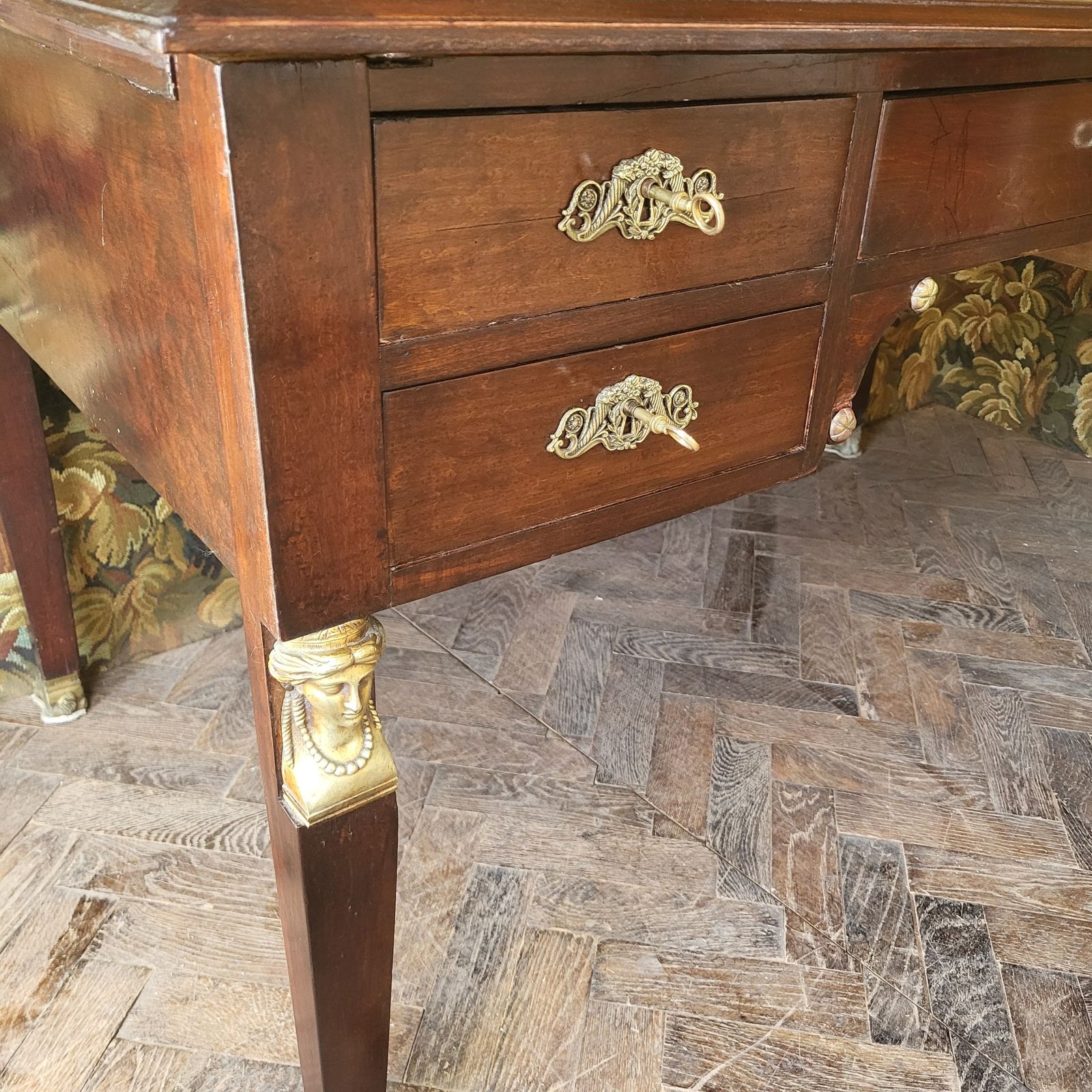 Antique Empire Style Mahogany Freestanding Desk photo buy