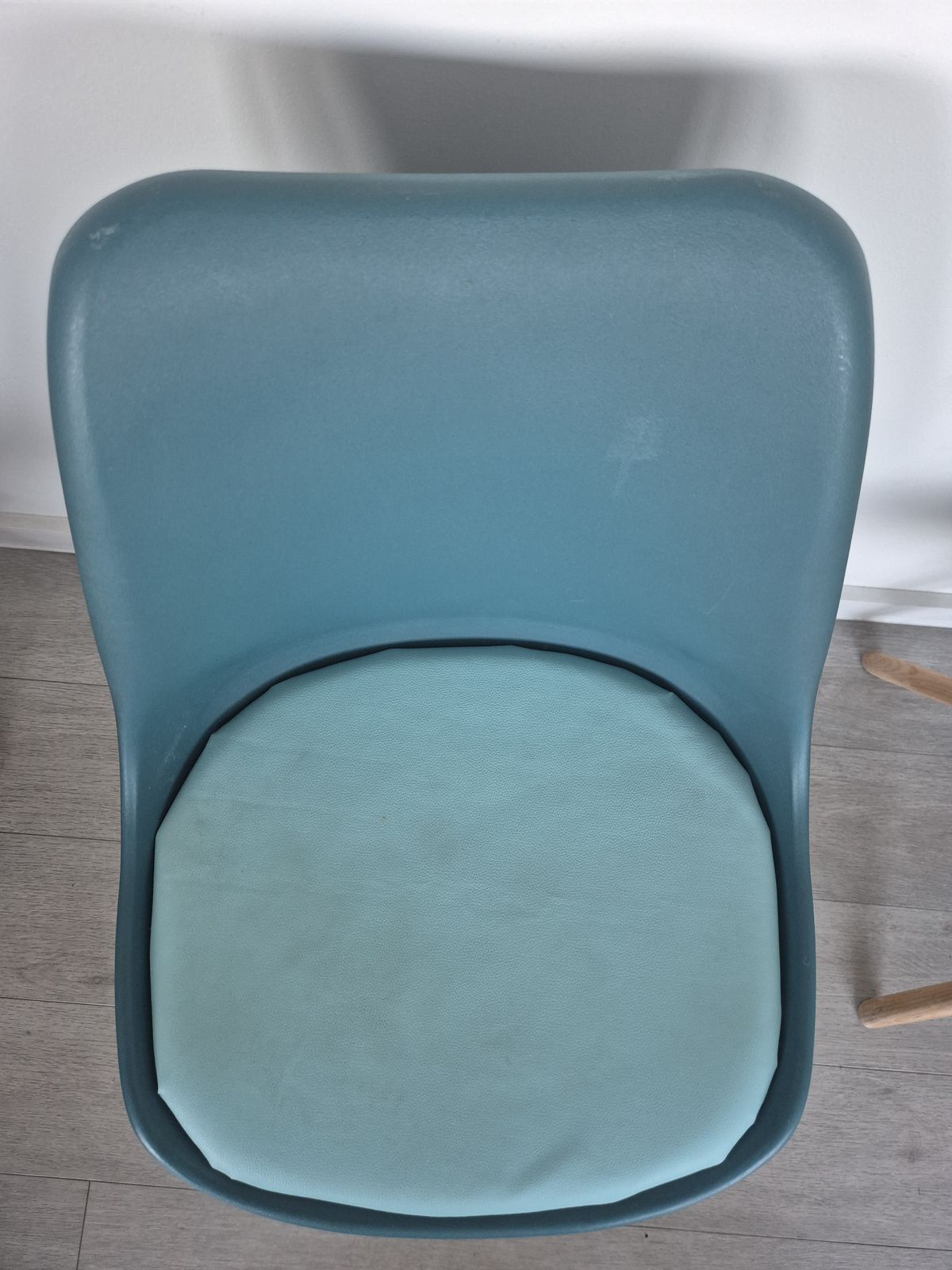 Set Of 4 Dining Table Chairs With Wooden Legs And Padded Seats   Teal photo furniture