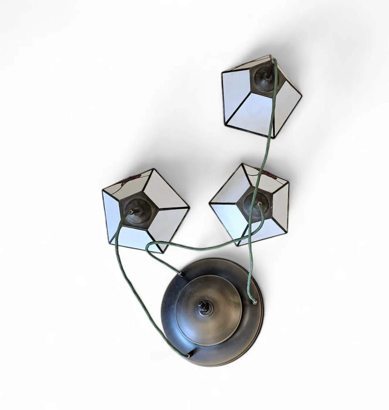 3 Light Chandelier With Glass Shades /Art Deco photo Lighting