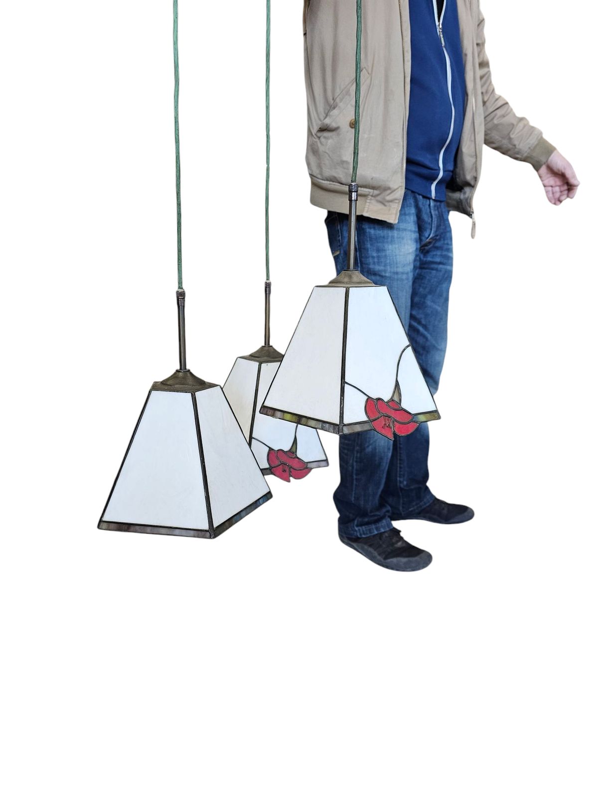 844.0 3 Light Chandelier With Glass Shades /Art Deco photo