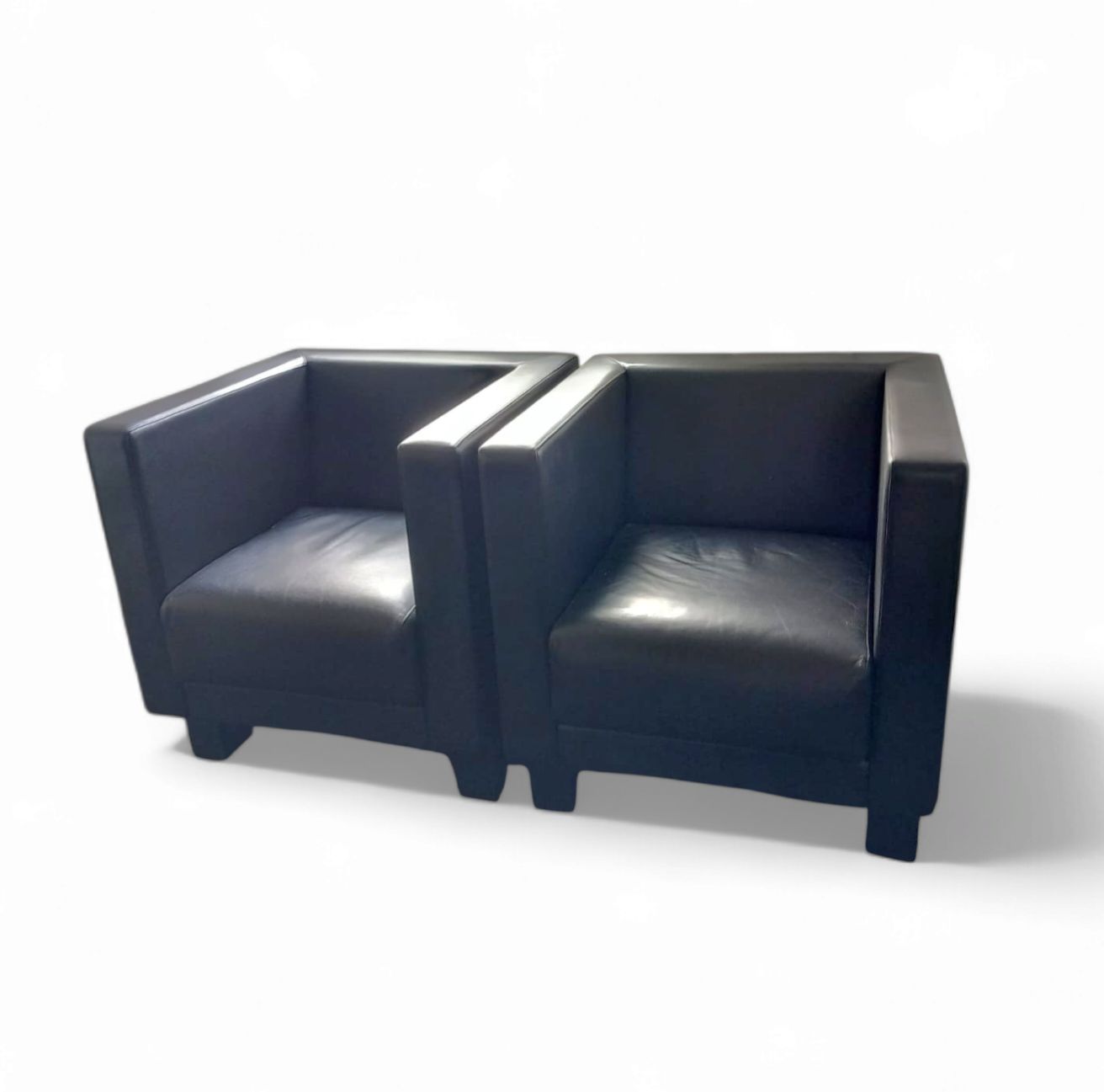 4 X Black Leather Poltrona Frau Moji Armchairs By Shigeru Uchida 1 X Moji Two Seater Stunning Condition photo 8423.0