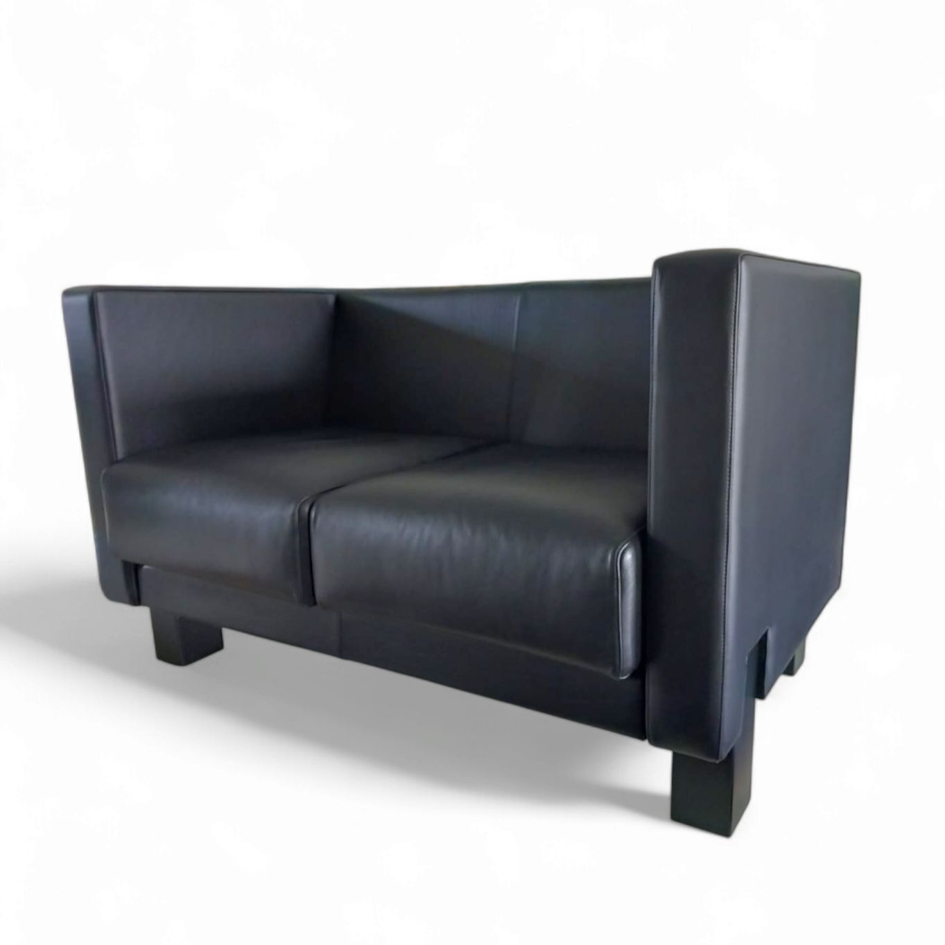Furniture 4 X Black Leather Poltrona Frau Moji Armchairs By Shigeru Uchida 1 X Moji Two Seater Stunning Condition photo