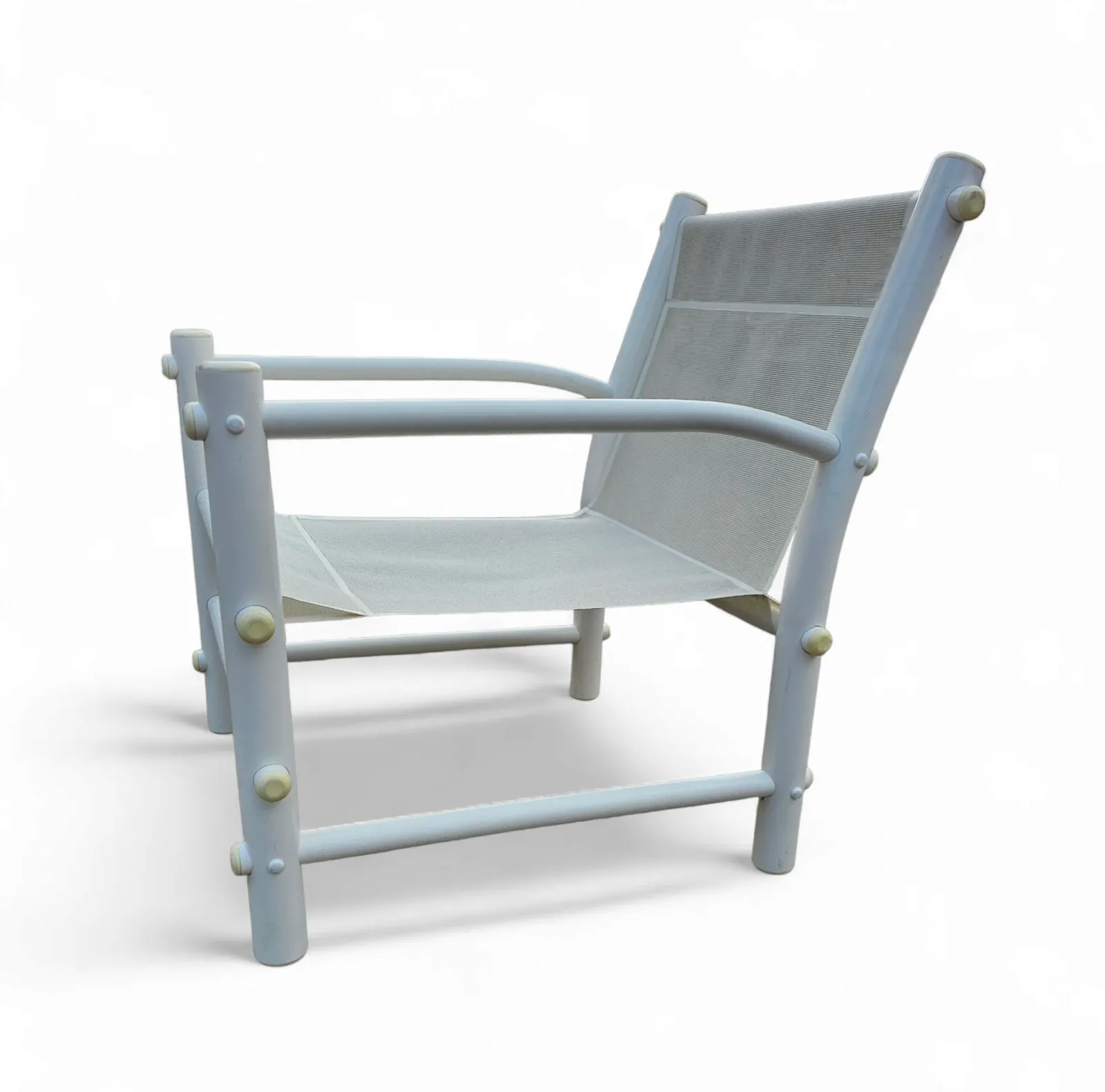2 X Plastic / Pvc Pipe / Mesh / Indoor / Outdoor Chairs / 1970s photo vinterior