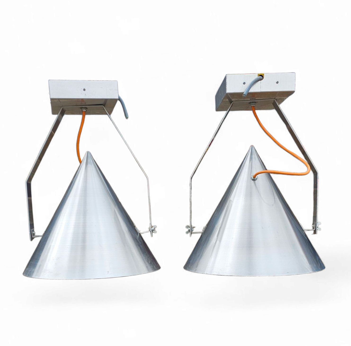 A Pair Of Modern / Aluminum / Large / Conical / Industrial Style Lamps / Designed For Ceiling Or Wall photo furniture