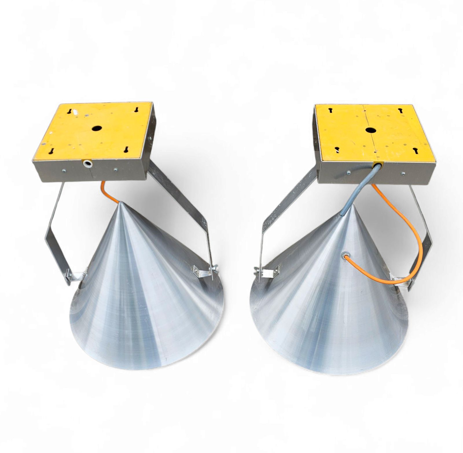 Lighting A Pair Of Modern / Aluminum / Large / Conical / Industrial Style Lamps / Designed For Ceiling Or Wall photo