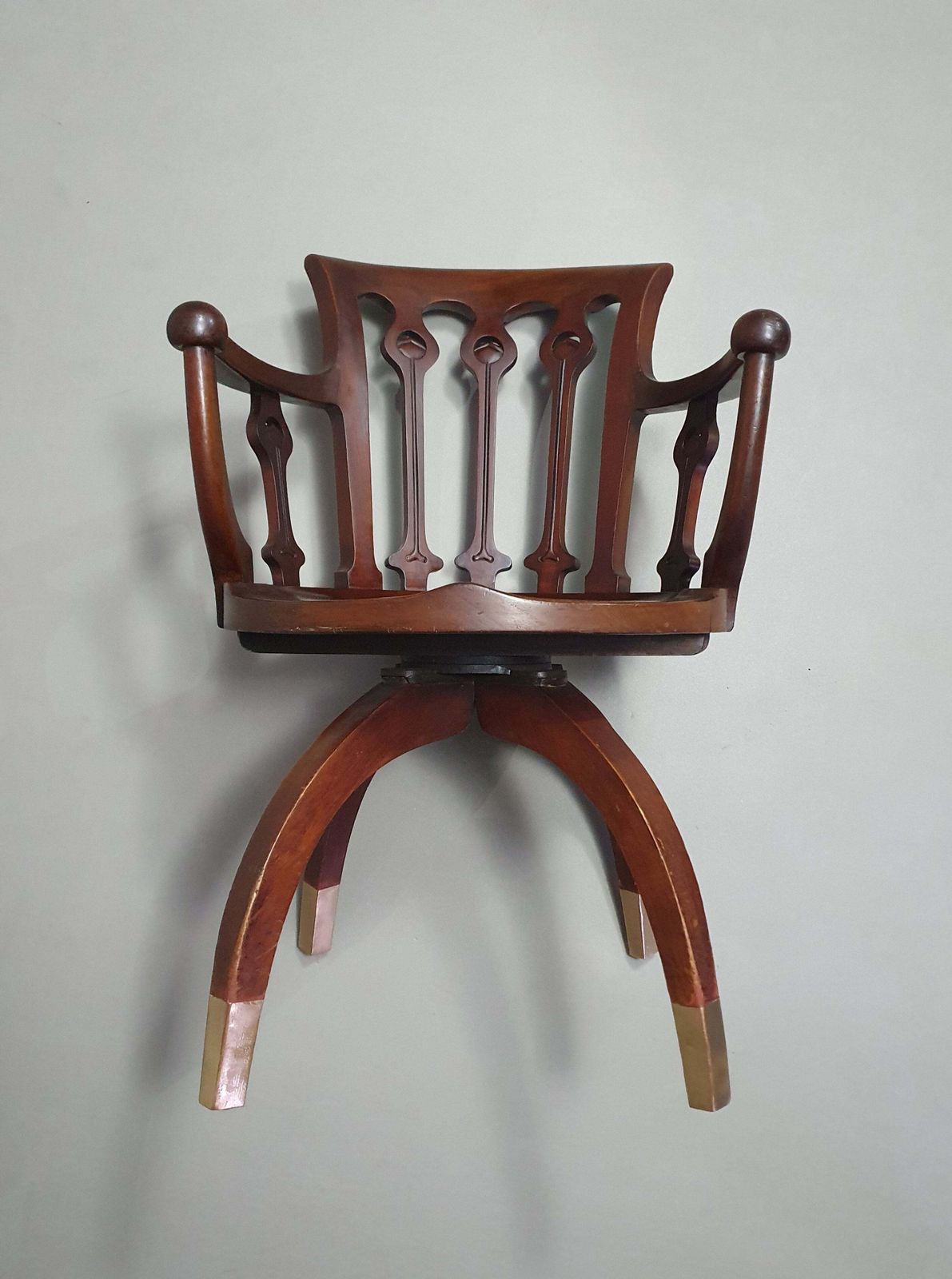 Furniture American Swivel Office Arm Chair 1930's photo