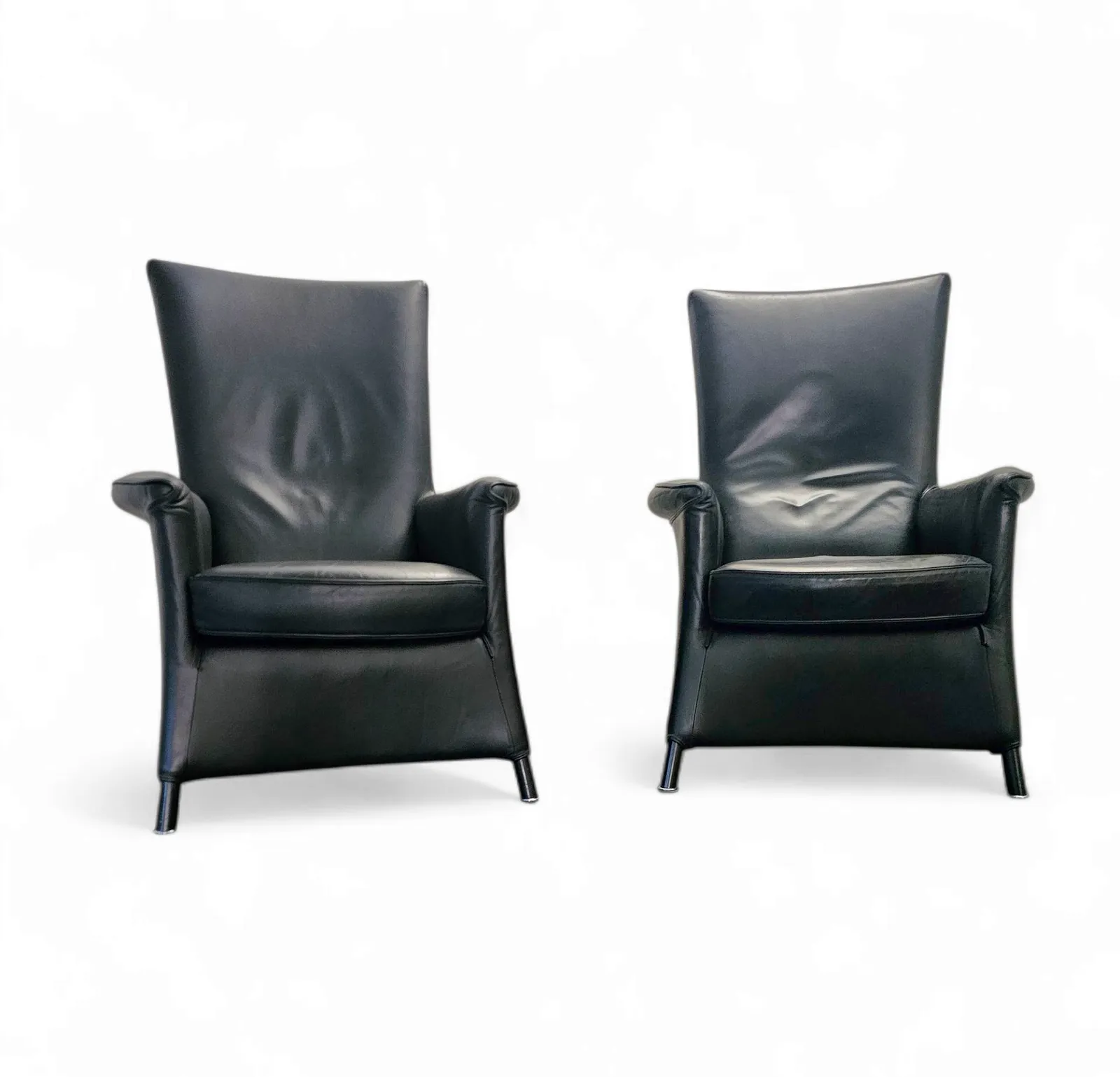 2 X Armchair By Wittmann /Design Paolo Piva / Model Alta Highback / Black Leather photo 1372.0