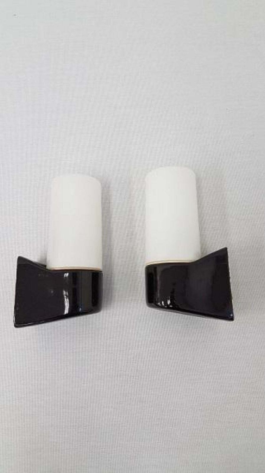 Rare Pair Of Black Wall Lamps 6063   Wilhelm Wagenfeld For Lindner Leuchten