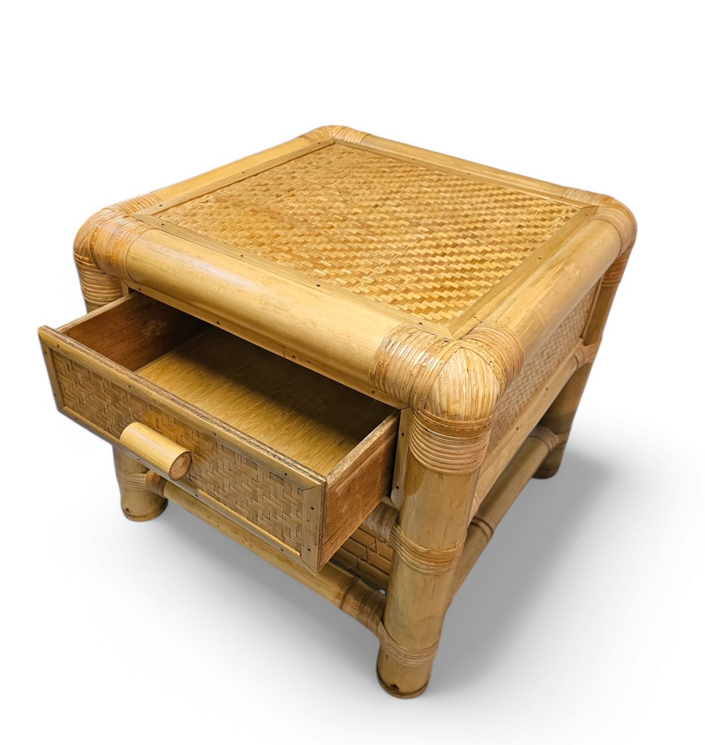 740.0 2 X Bamboo Night Stands / Side Tables / 1980s photo