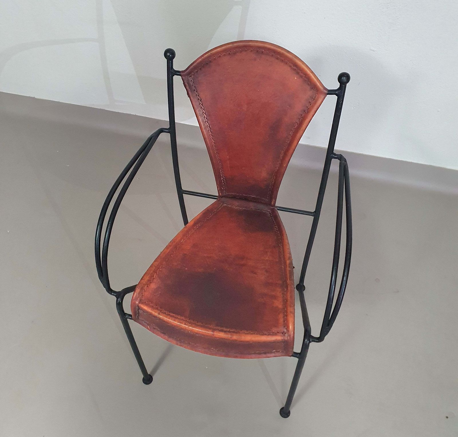 24 Chairs In Leather And Solid Wrought Iron photo vinterior