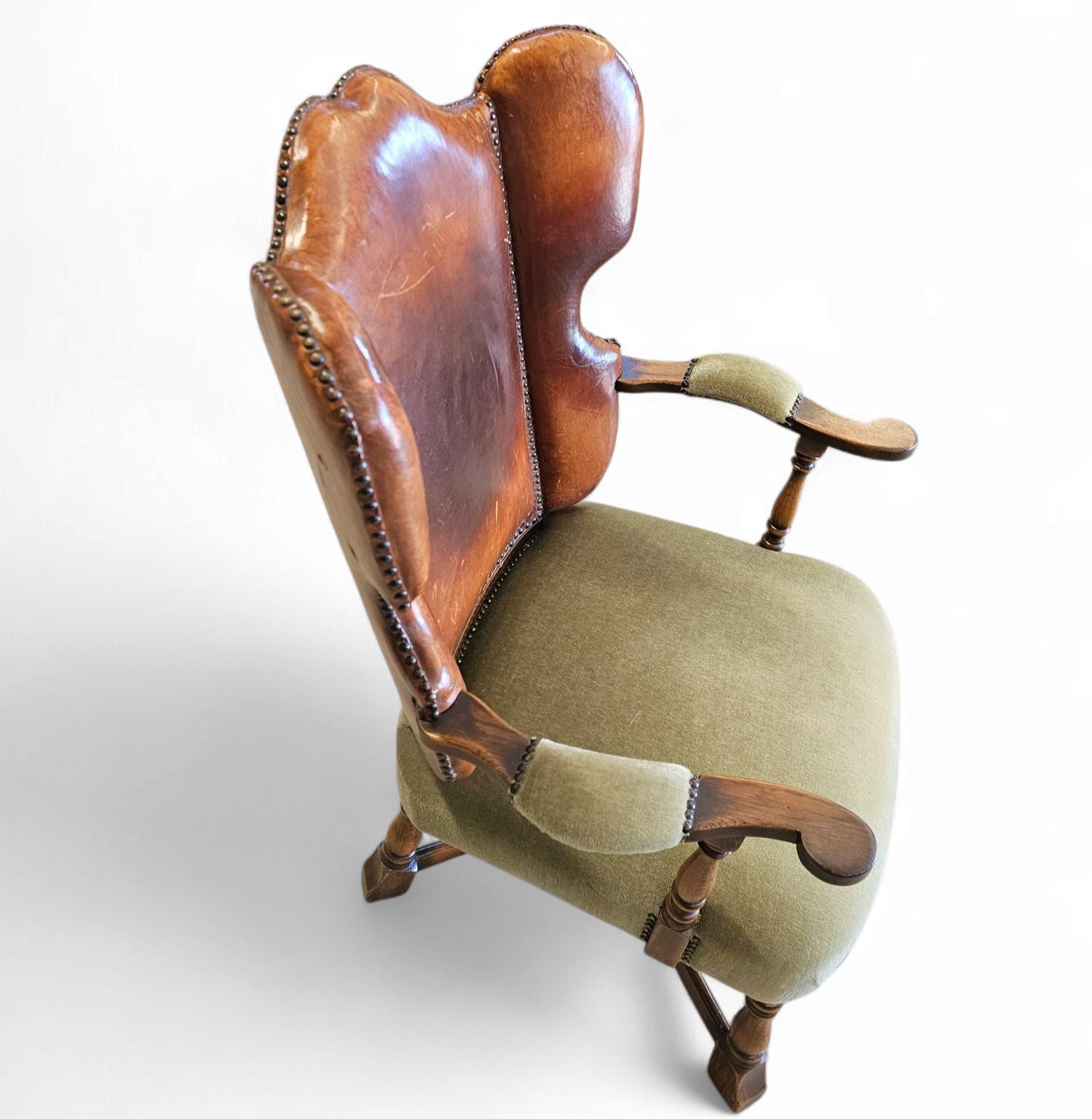 Rare Leather And Oak Wing Chair Designed By Theo Ruth For Artifort / F 297 From 1949 photo furniture