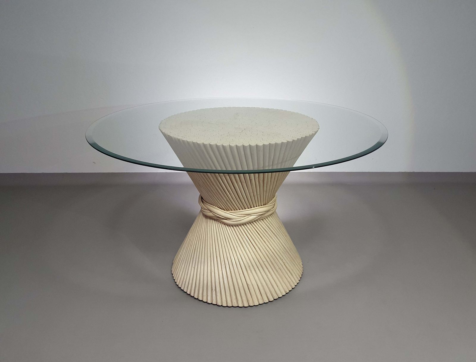 Retro Vintage Sheaf Of Wheat Bamboe Dining Table By Mcguire America photo vintage