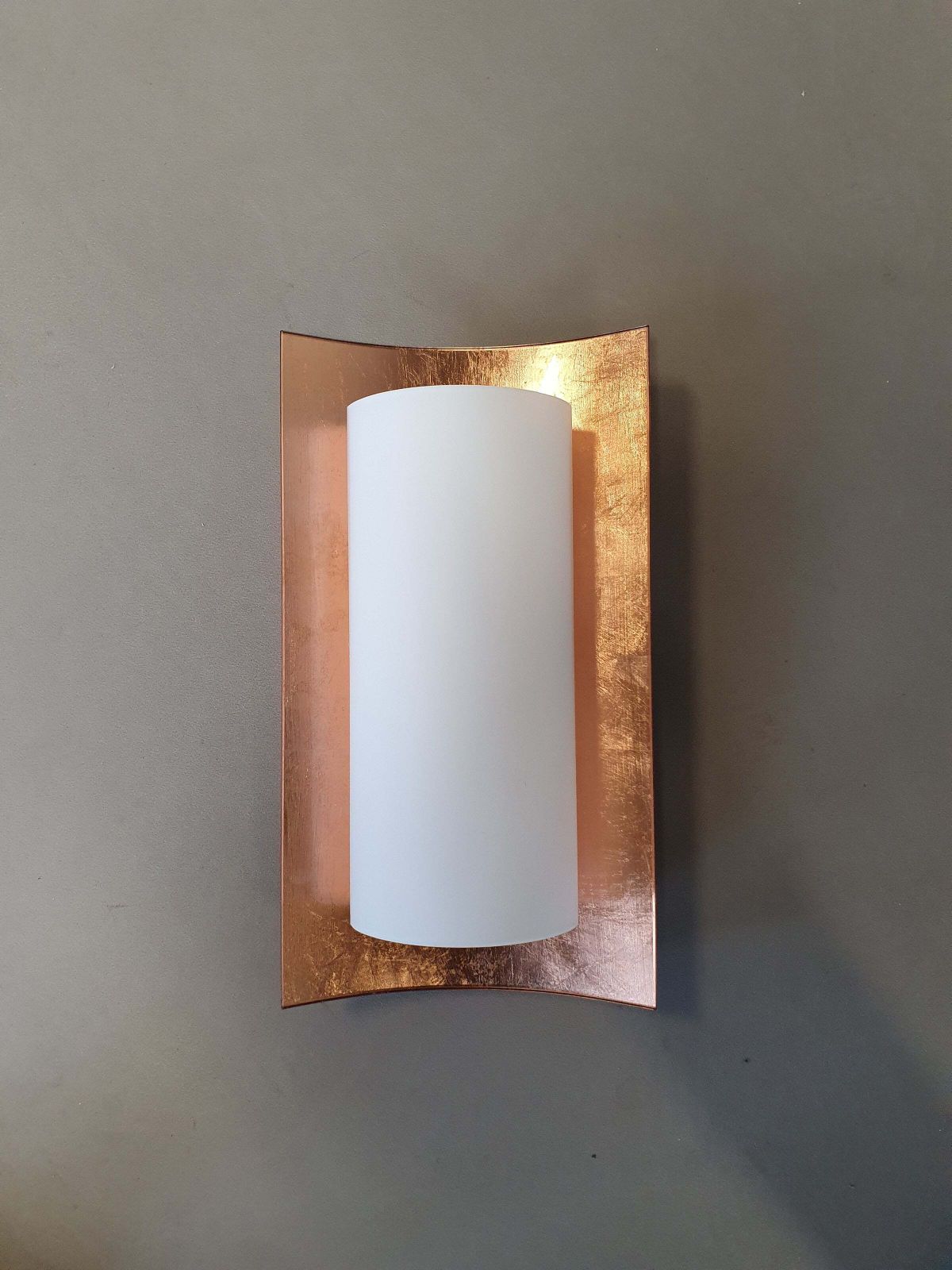 3 X Bankamp Leuchten Sconces / Wall Lights '80s White Glass / Glass With A Layer Of Copper. Wide 22 X Height 49 X Depth 10 Cm #Bankampleuchten photo vintage