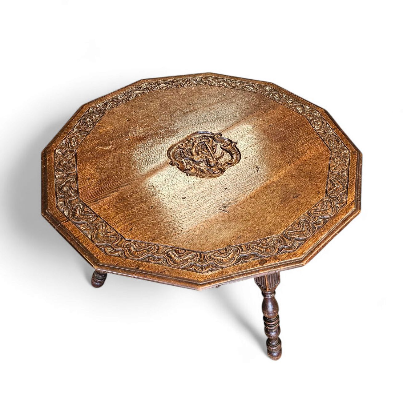photo for sale Antique Tripot Carved Folding Table / Netherlands / Oak /19th Century Circa 1880.