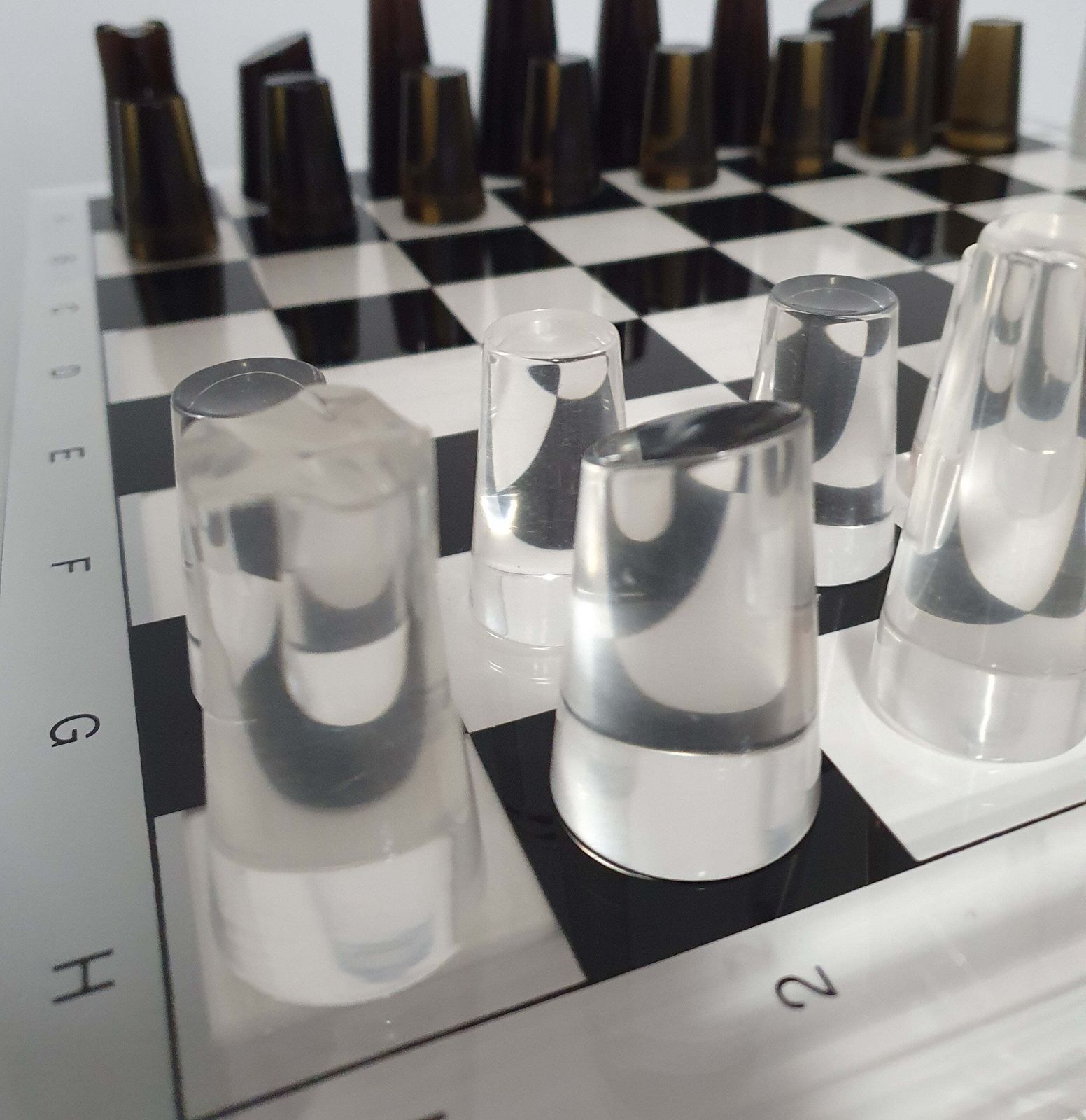 Acrylic Transparant / Lucite Chessboard 1980s / Chess Game photo Home Decor