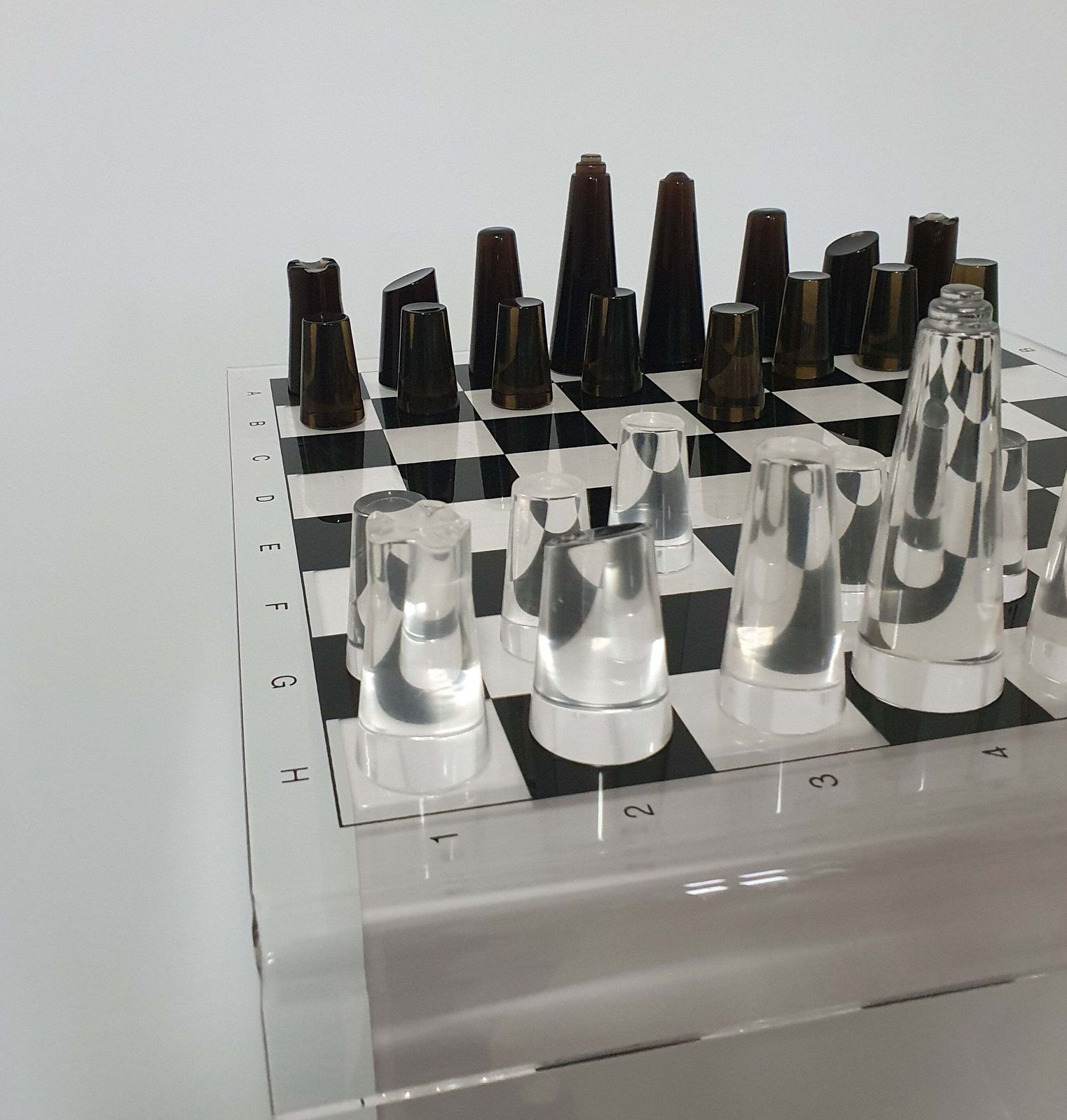 423.0 Acrylic Transparant / Lucite Chessboard 1980s / Chess Game photo