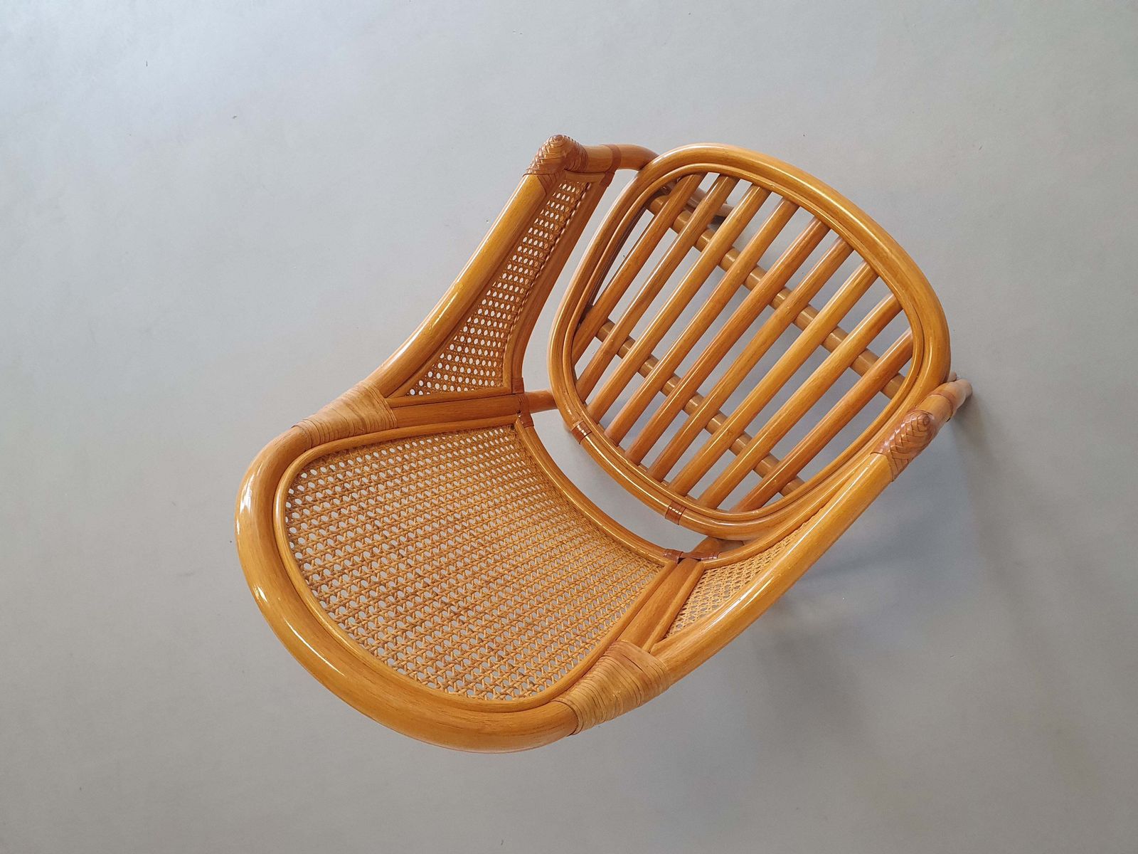 4 X Rattan /Webbing Dining Chairs 80s In Beautiful Condition photo Furniture