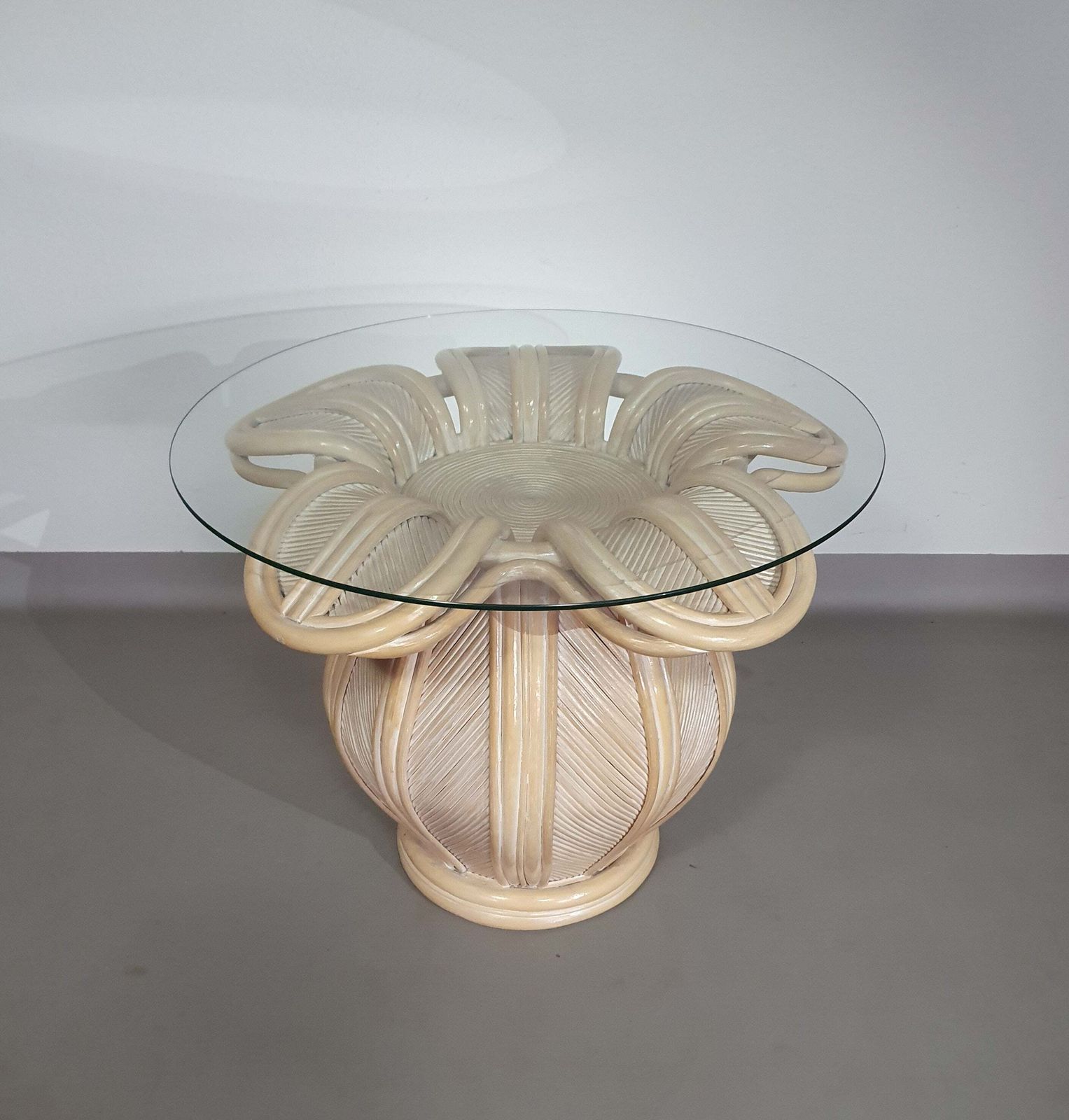 Furniture Split Reed / Pencil Reed / Rattan / Bamboo Bell Flower Side Table. photo