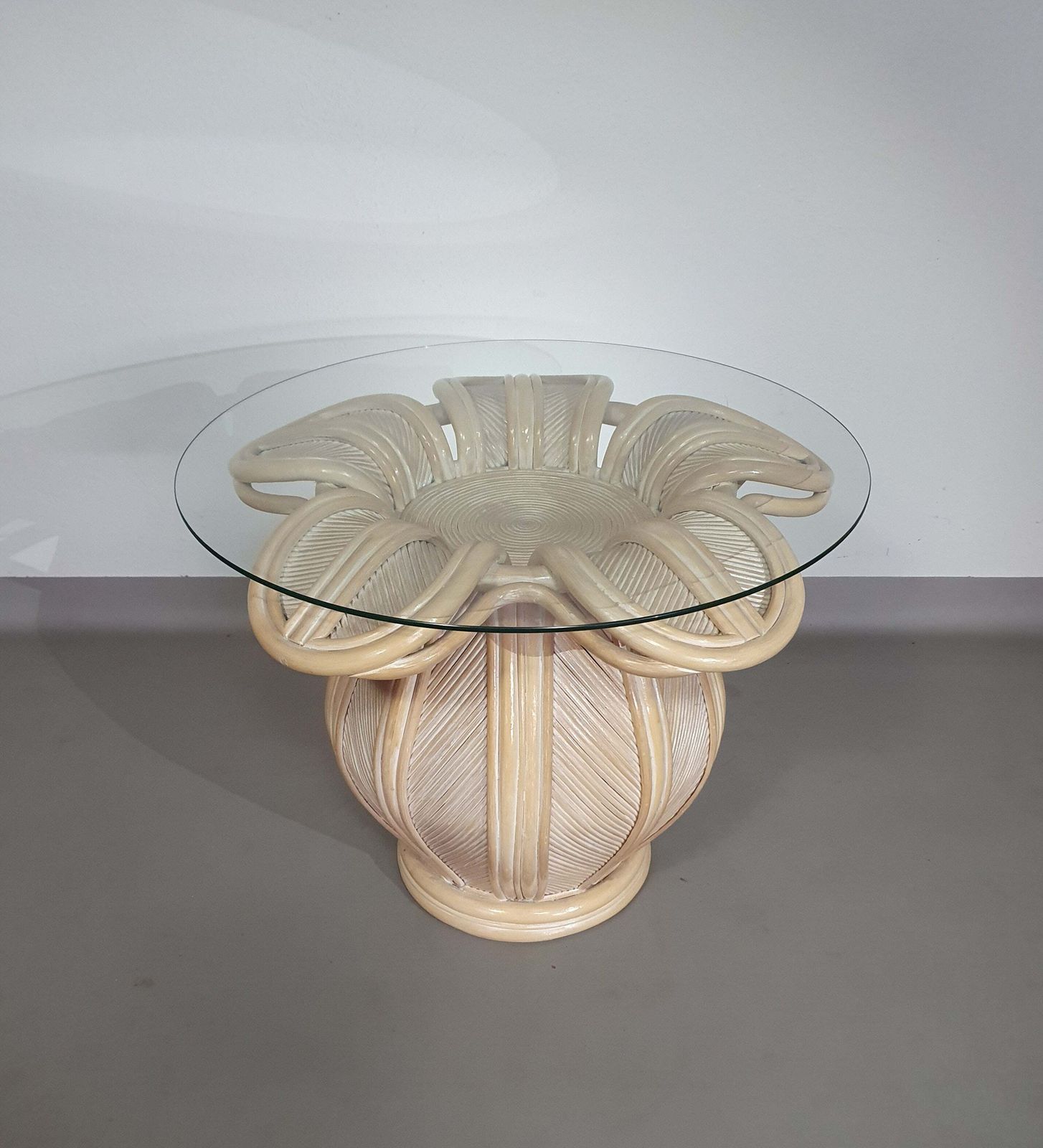 740.0 Split Reed / Pencil Reed / Rattan / Bamboo Bell Flower Side Table. photo