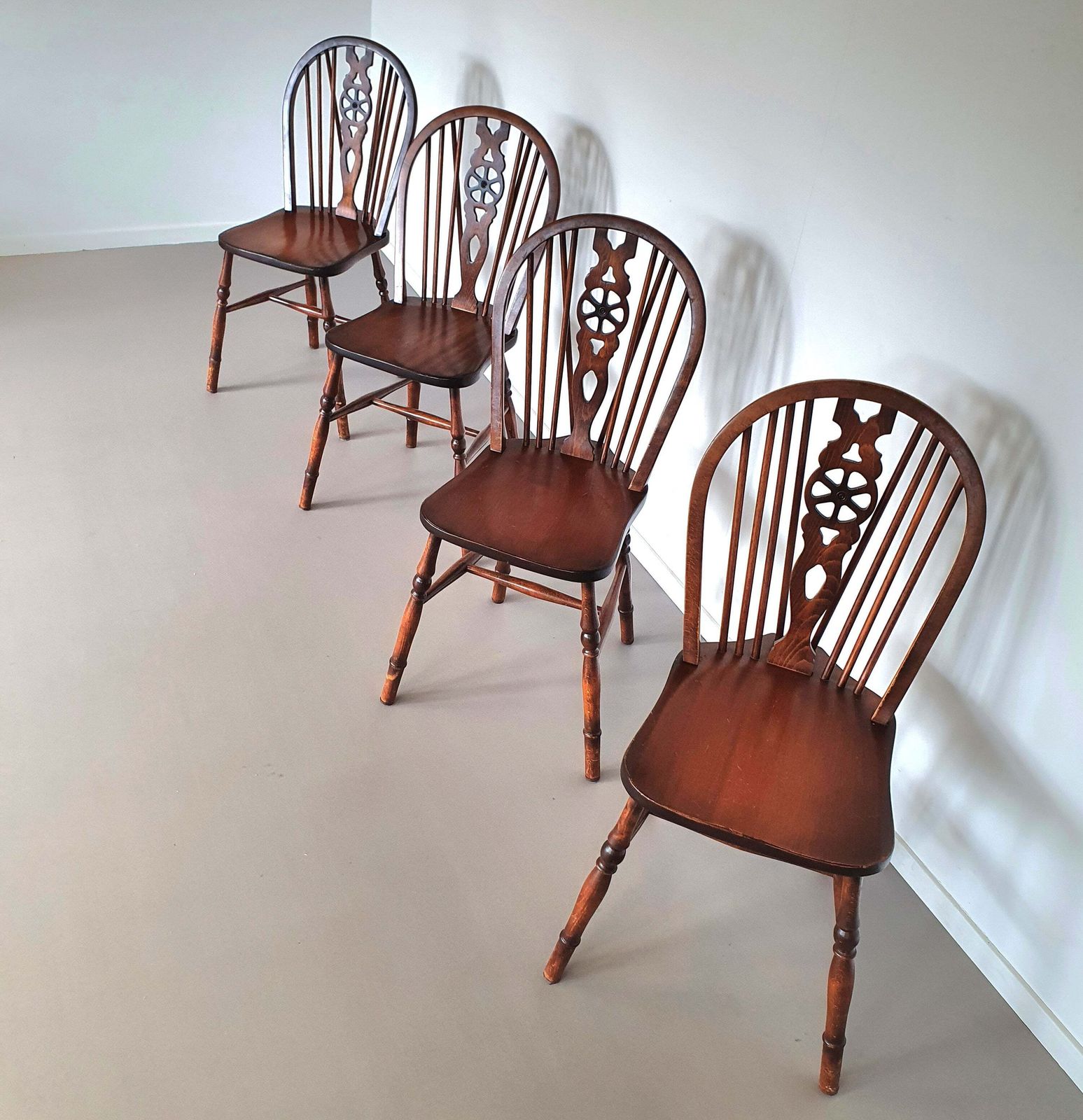 4 X Wheelback / Windsor Chairs / Marked