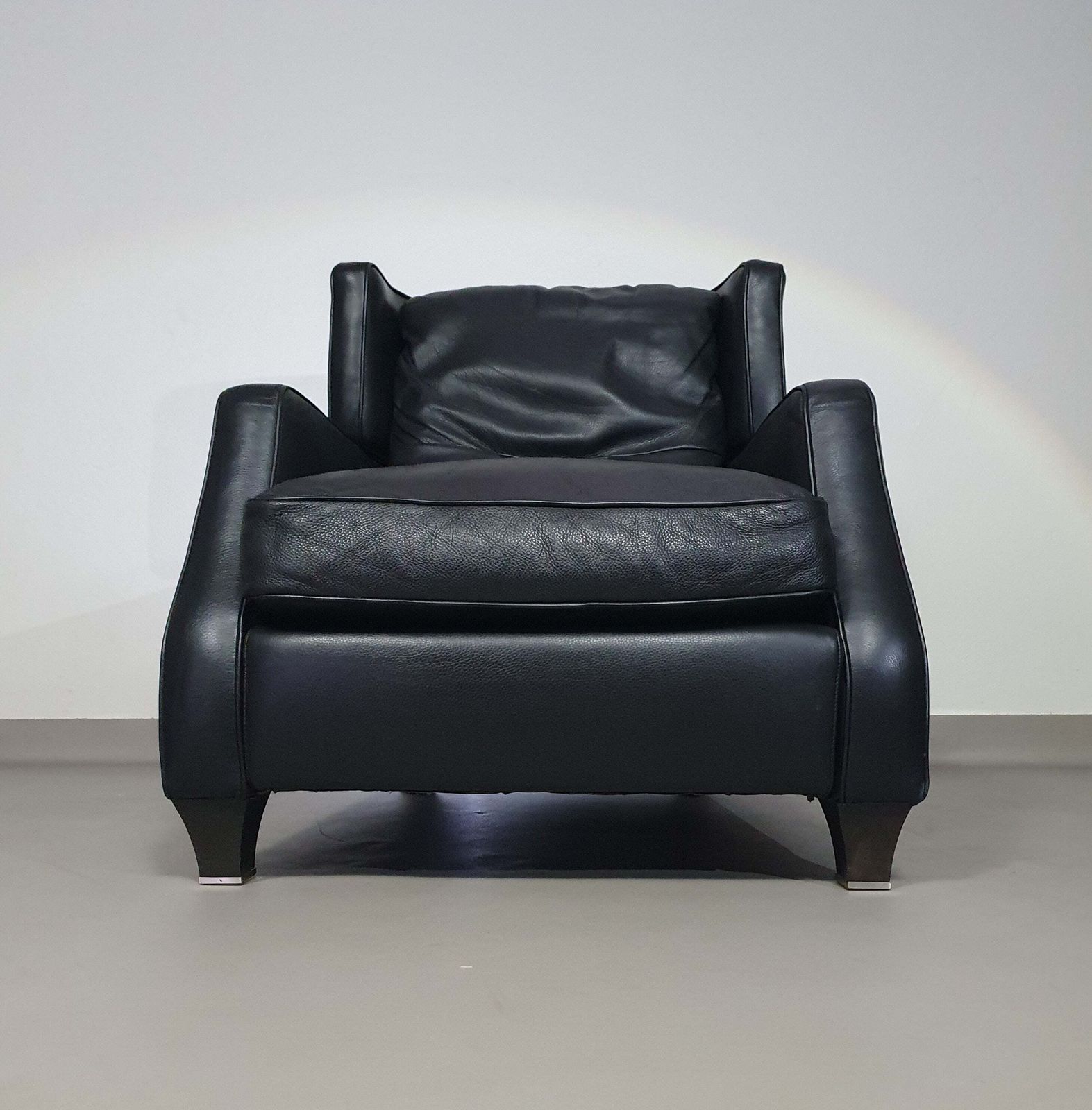 Amadeus Natuzzi Lounge Chair / Black Leather photo vintage
