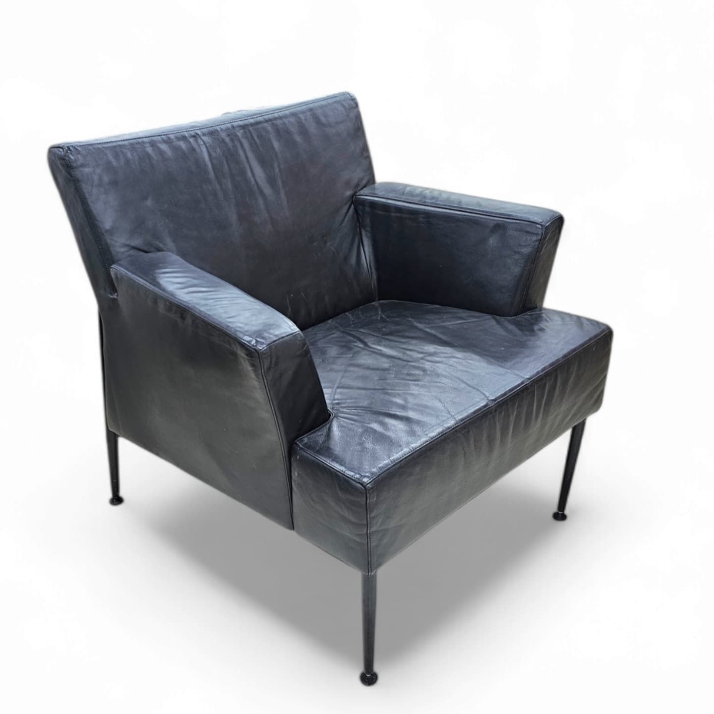 Kinnarps / Sweden /Meo 357 Arm Chair / Black Leather / 1990s / Dan Ihreborn