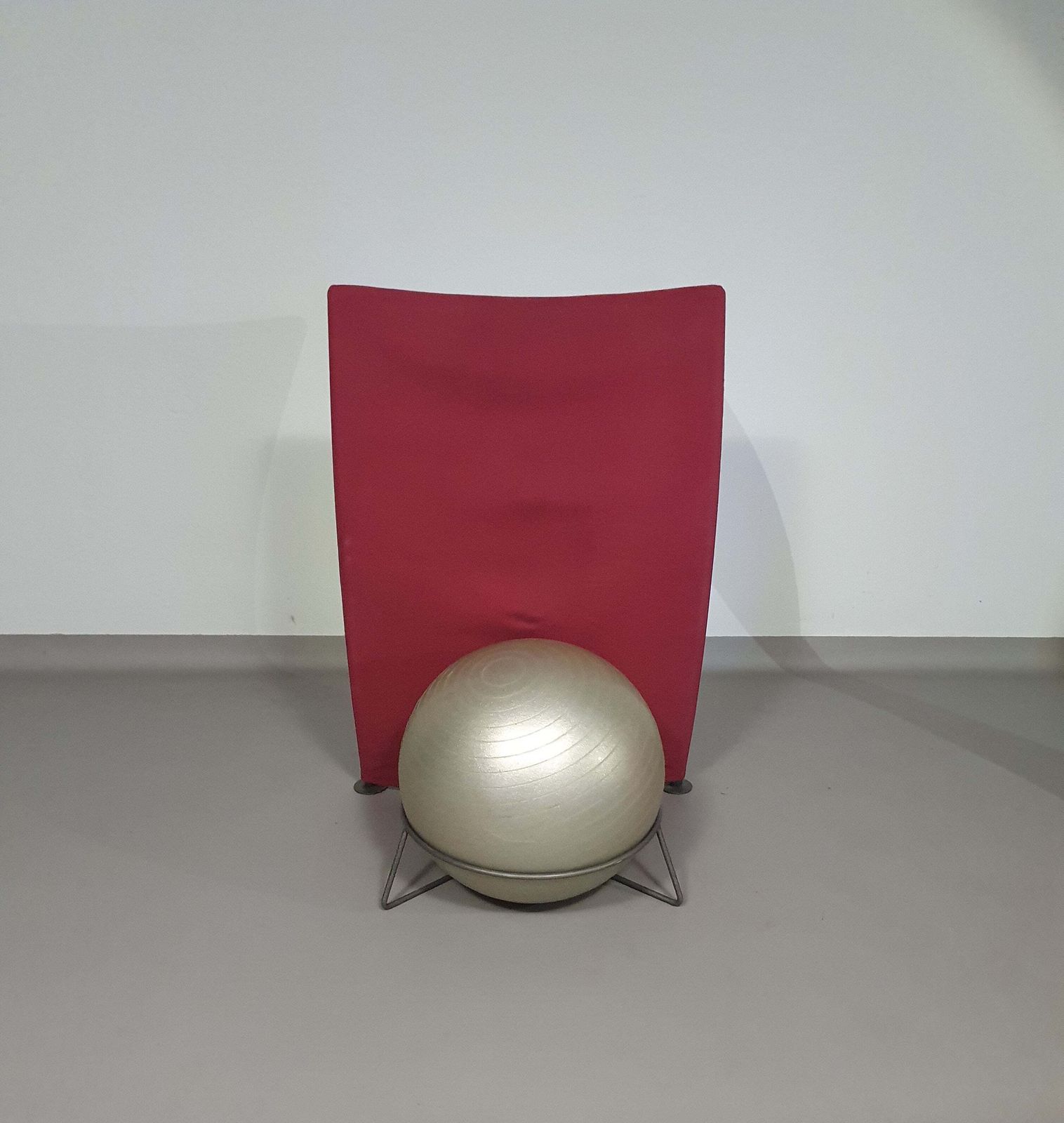 Italian Modern Bordeaux Red Ball Armchair San Siro Designed By Fabrizio Ballardini, 1995 photo vintage