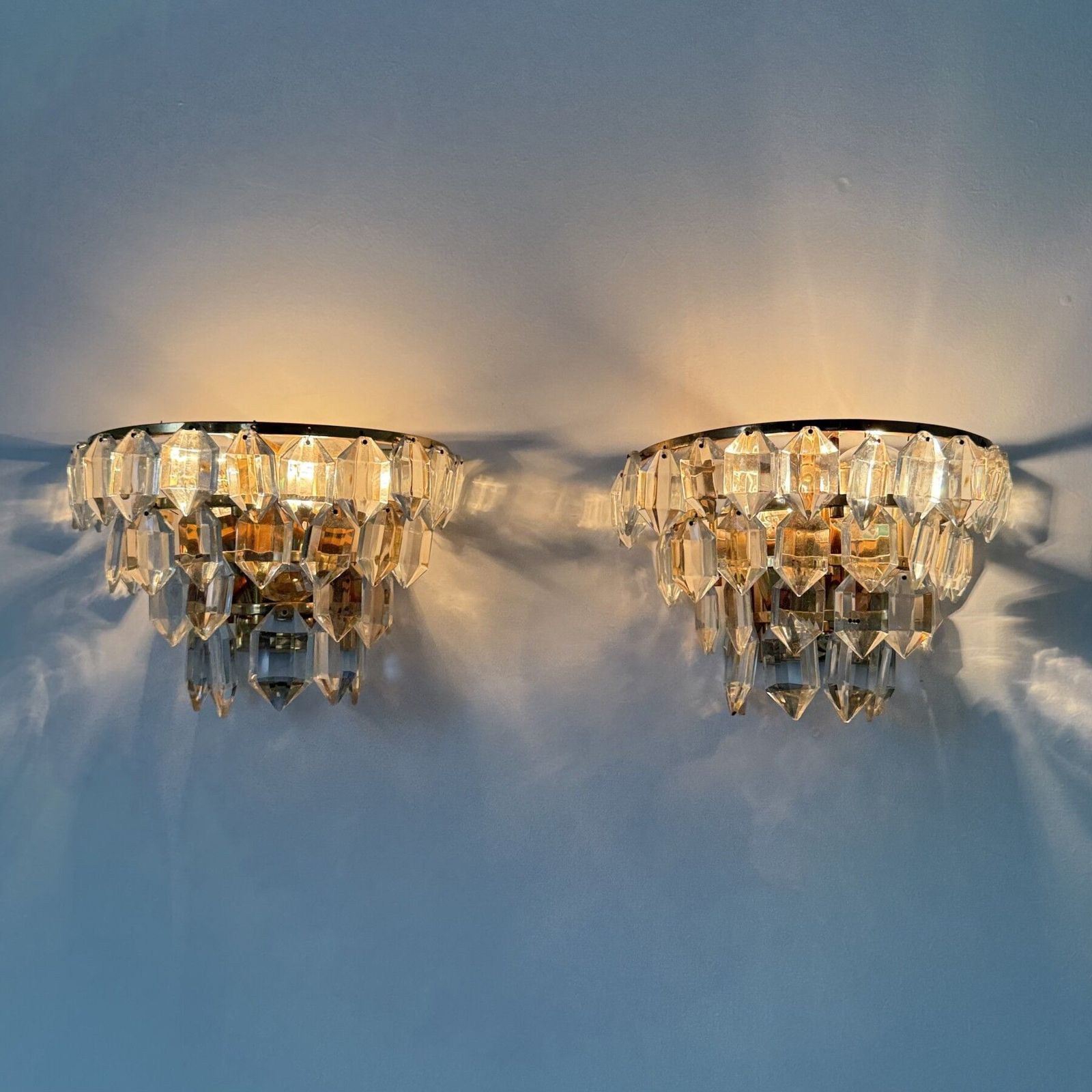 Pair Of Bakalowits & Söhne Crystal Wall Lamps , 1960s photo Lighting