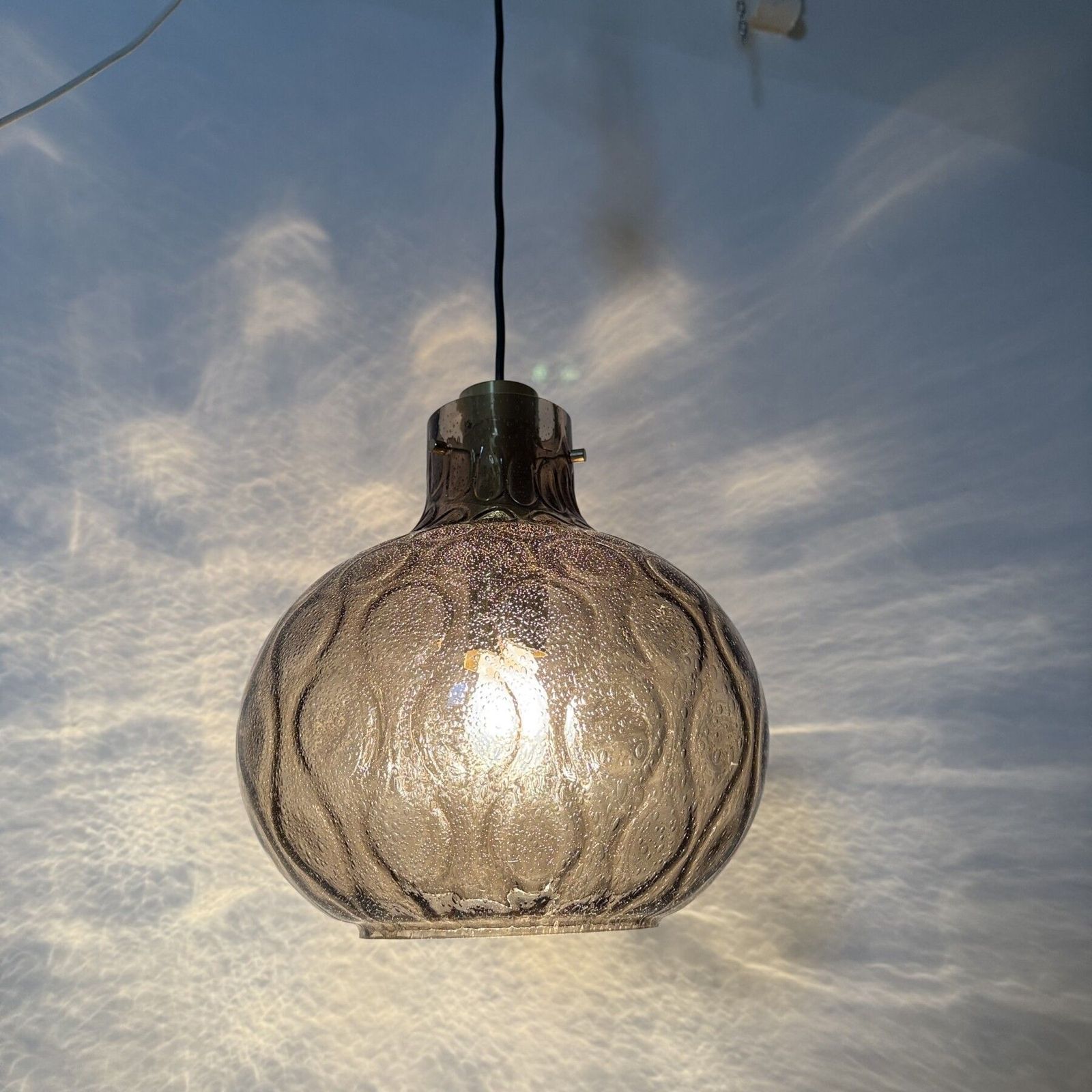 Limburg Glashütte Glazen Hanglamp, Jaren 1970 photo vintage