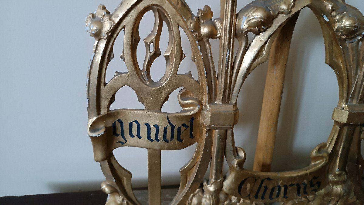 photo furniture Triptych Neo Gothic Altar Gilded Wood Candlesticks