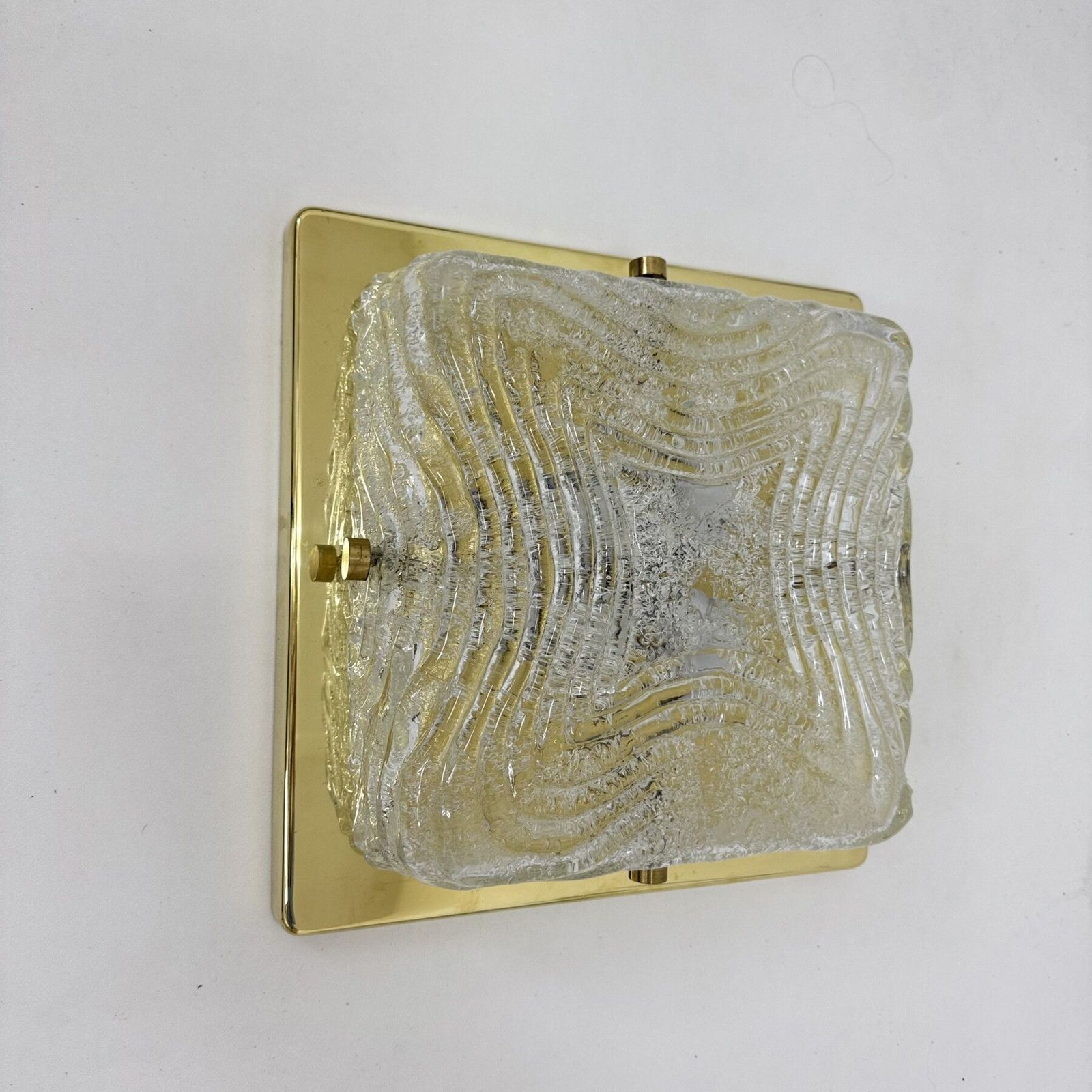 Ceiling Lamp Flush Mount In Murano Glass And Brass From Hillebrand , 1970s photo buy