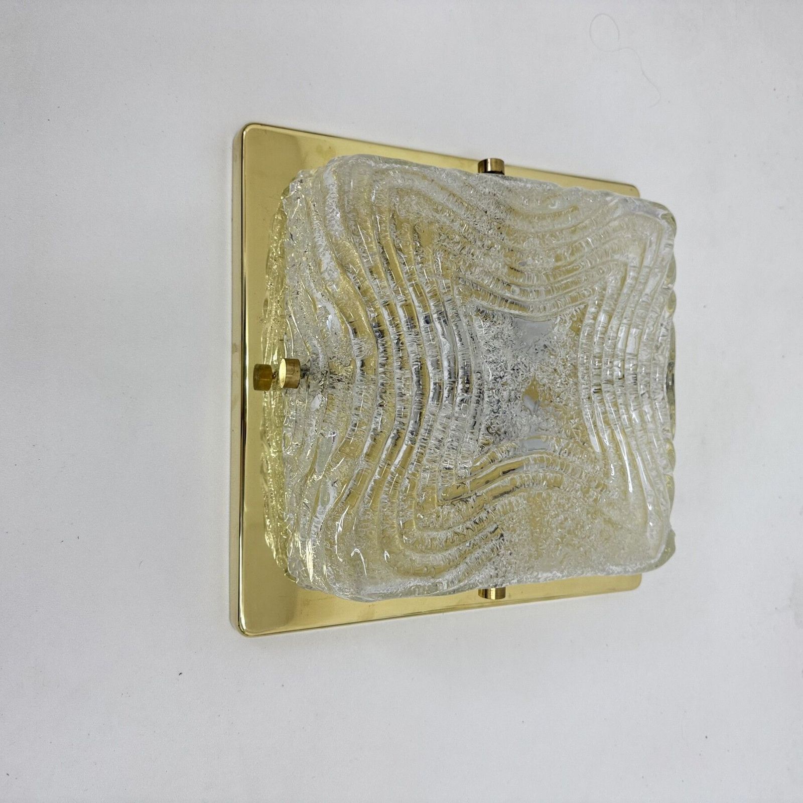 614.0 Ceiling Lamp Flush Mount In Murano Glass And Brass From Hillebrand , 1970s photo