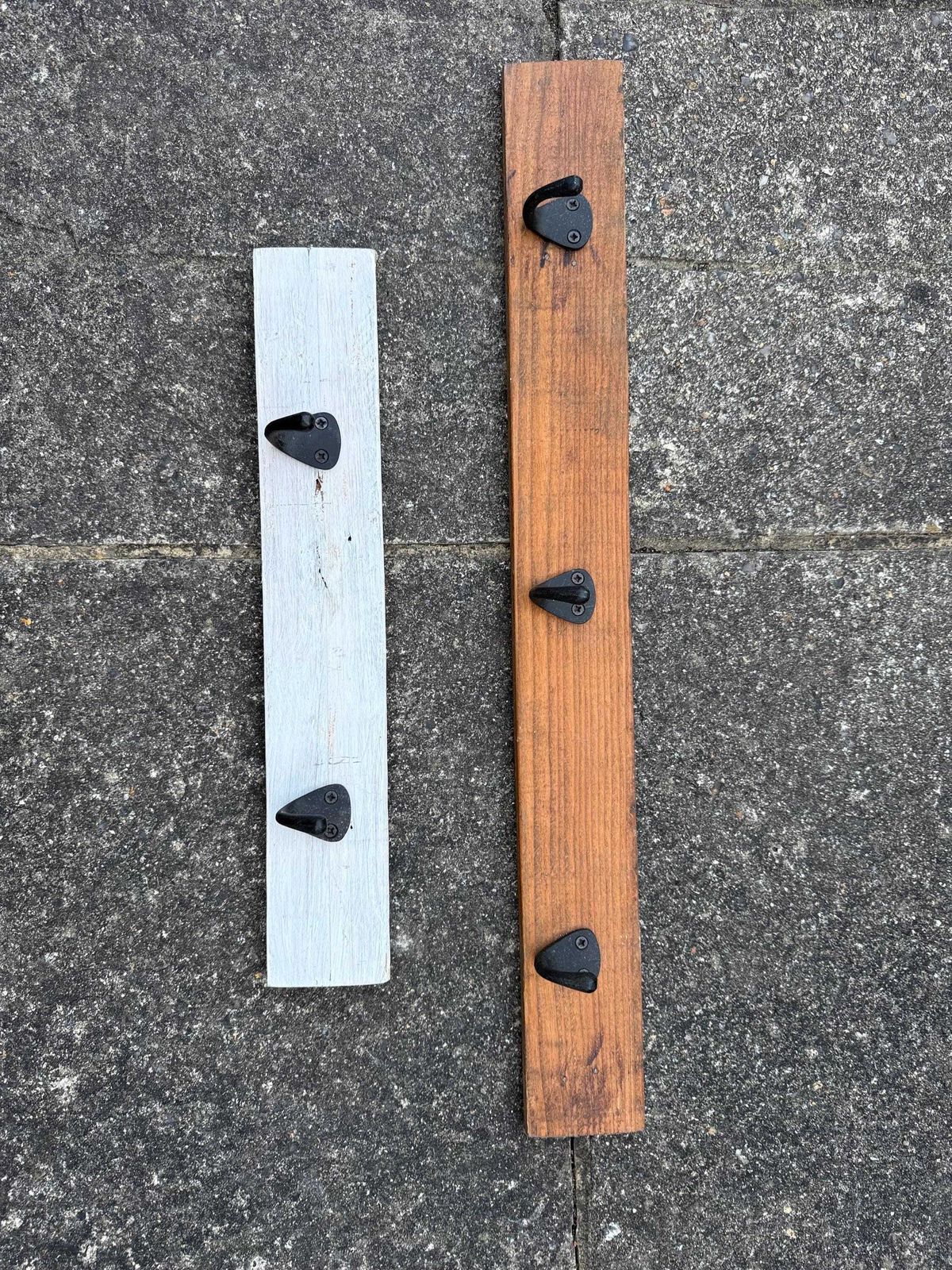 Two Hand Made Rustic Wall Hooks, Coat Racks   Victorian Style Metal Hooks On Personally Reclaimed And Rustic Wood   Country Style Hooks photo for sale