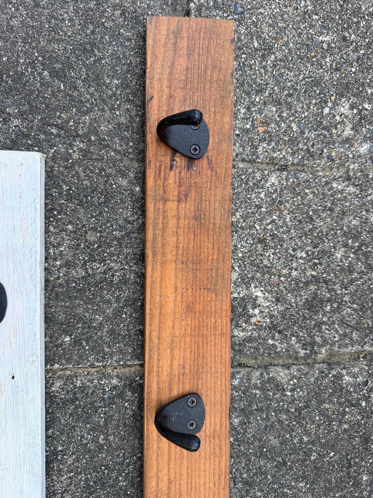 Two Hand Made Rustic Wall Hooks, Coat Racks   Victorian Style Metal Hooks On Personally Reclaimed And Rustic Wood   Country Style Hooks photo buy