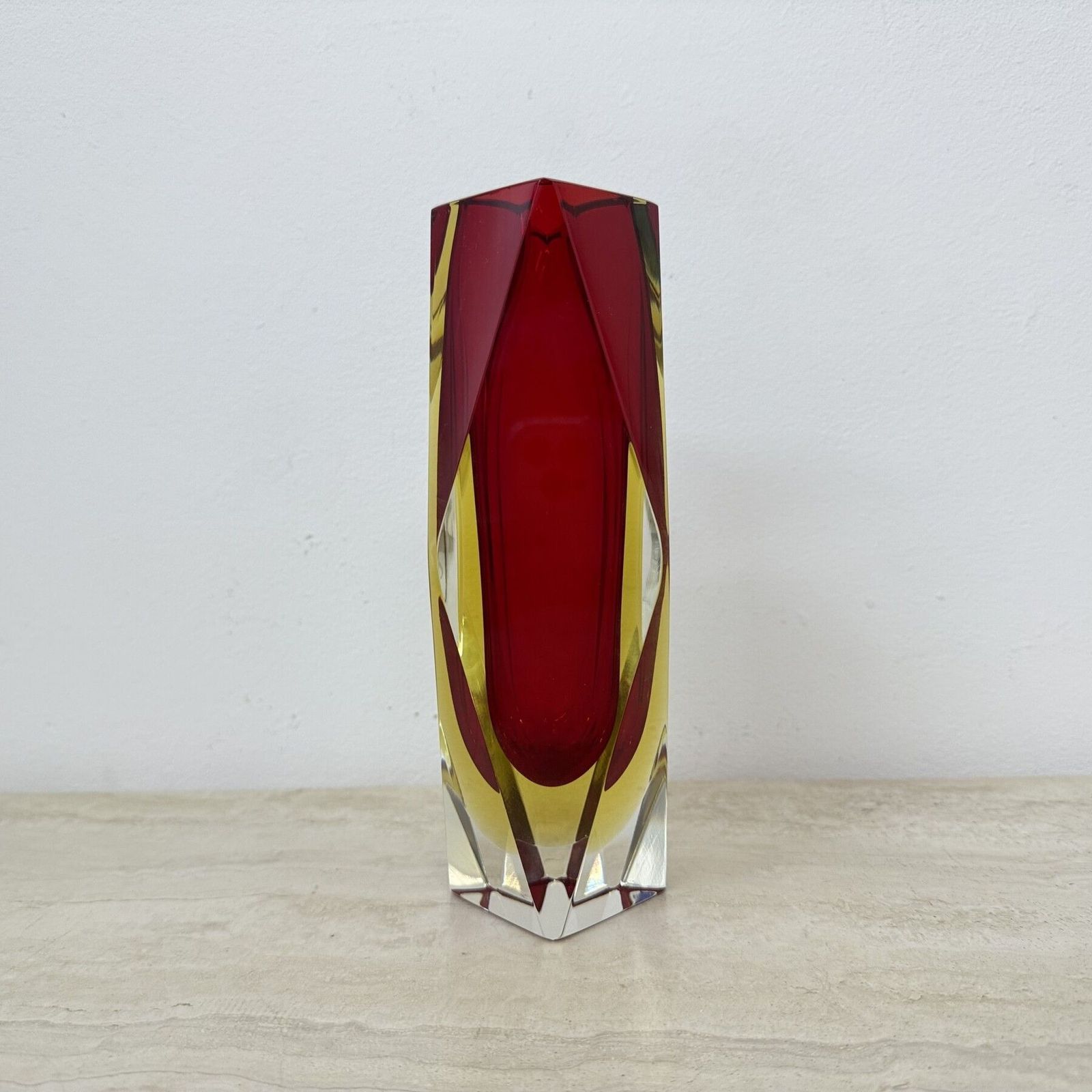 Murano Sommerso Geslepen Glazen Vaas Van Flavio Poli, Jaren 1970 photo Woonaccessoires