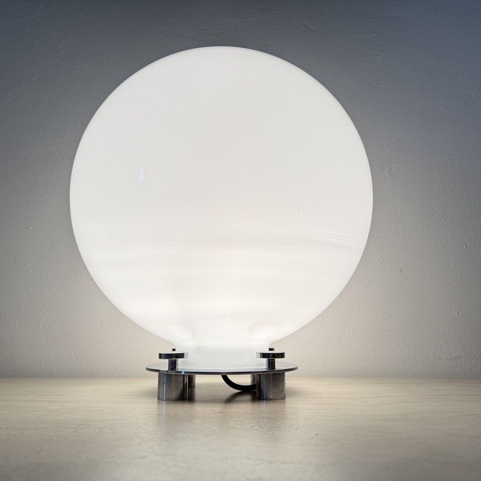 Glass And Chrome 752 Table Lamp Attributed To Martinelli Luce, Italy, 1970s photo for sale
