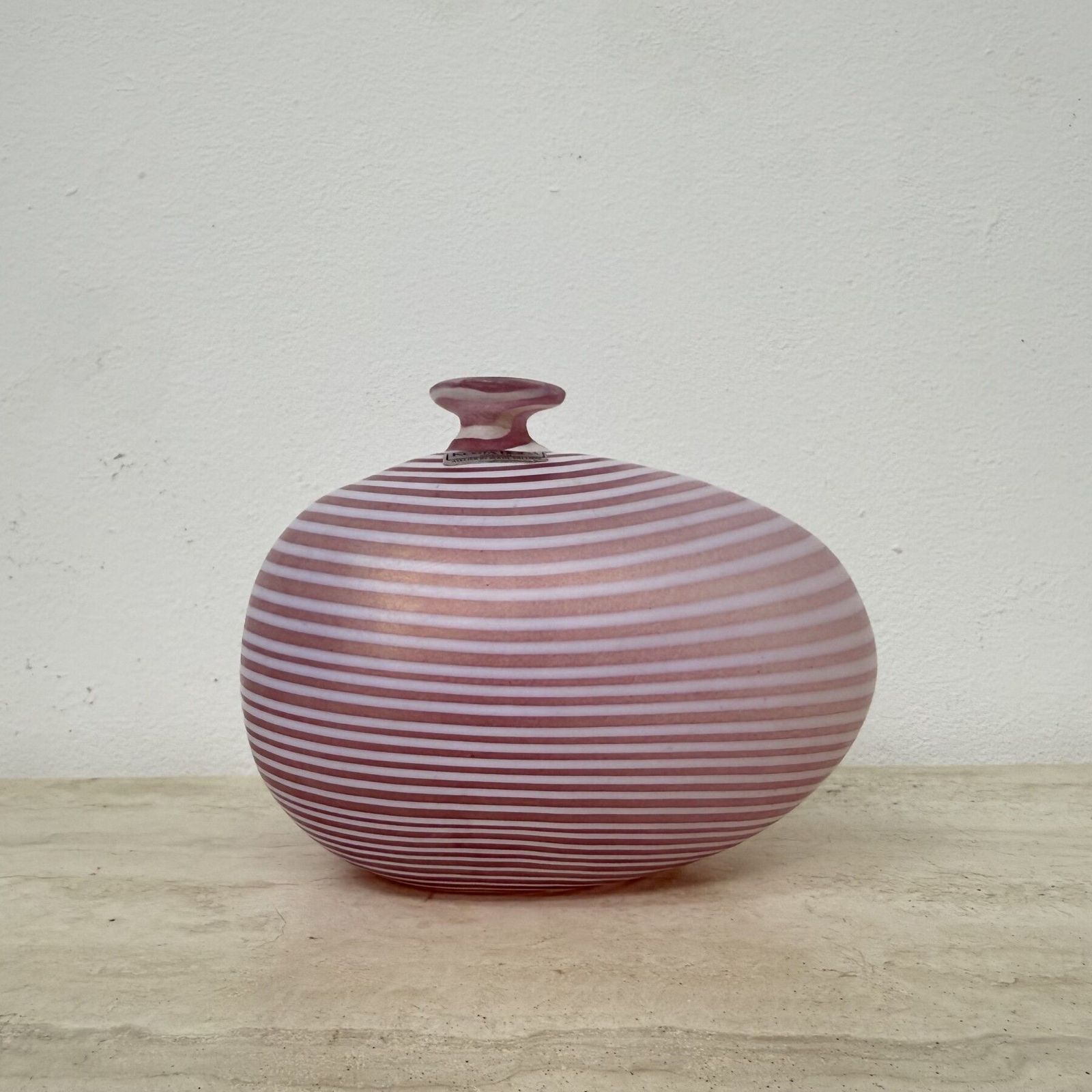 photo furniture Bertil Vallien For Kosta Boda Sweden Pink Glass Vase , 1990s