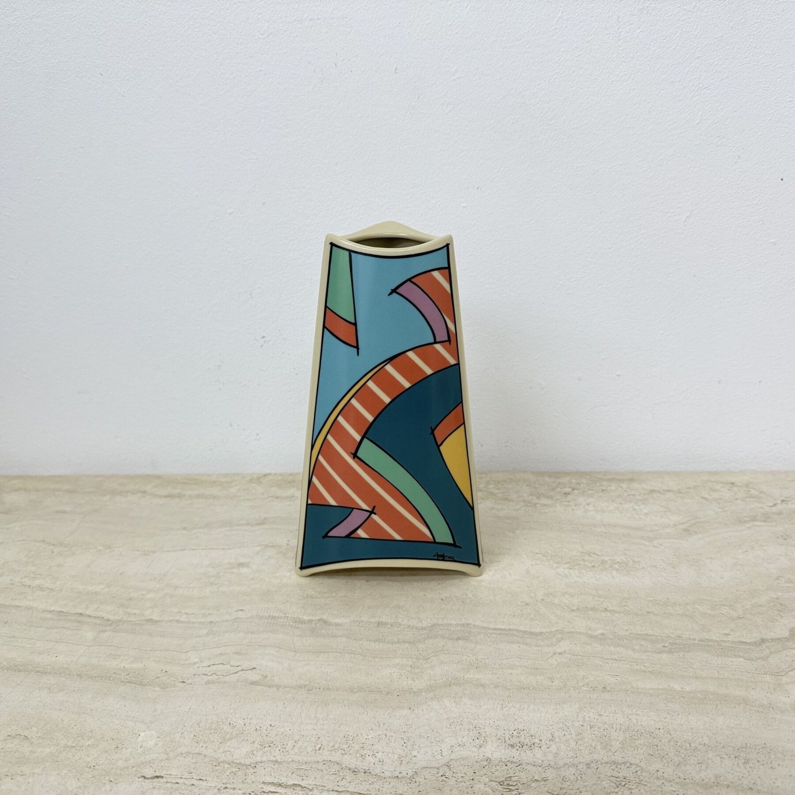photo furniture Rosenthal Studio Linie Flash One Vase Ceramic, Jaren 1980, Memphis