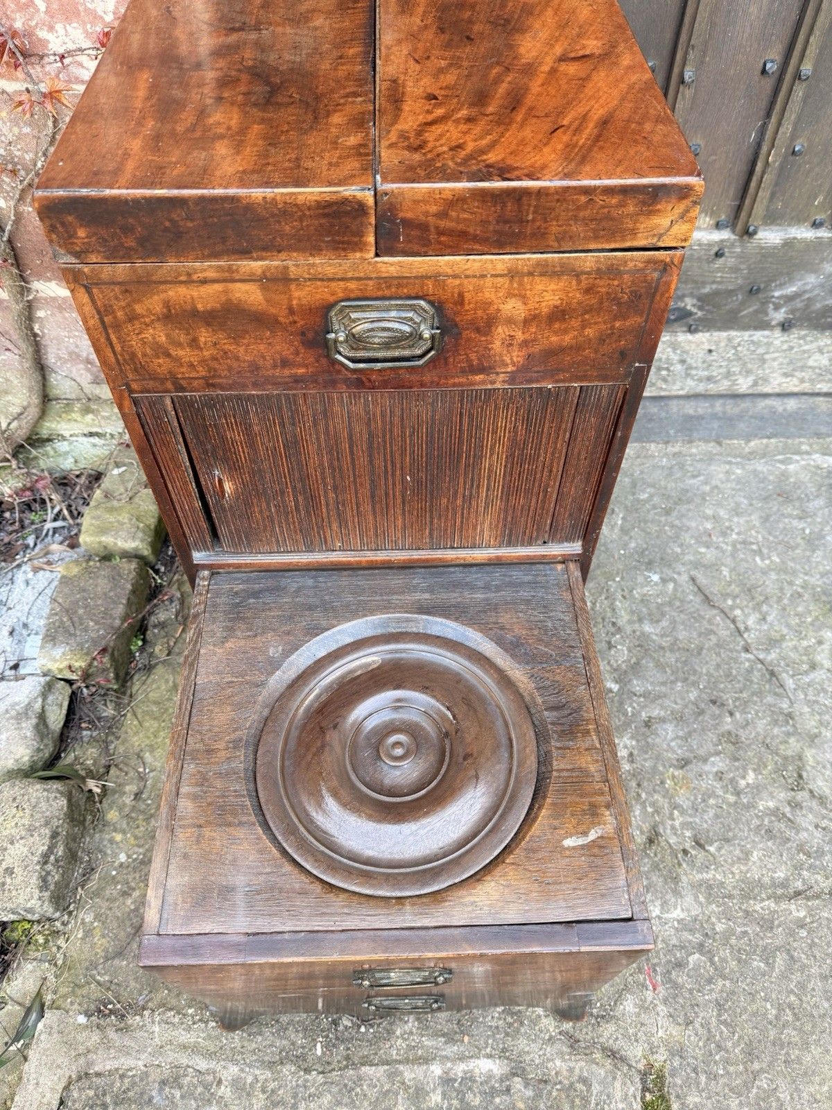 Unique Handsome Antique Mahogany Georgian Commode Wash Night Stand C 1820 photo vinterior