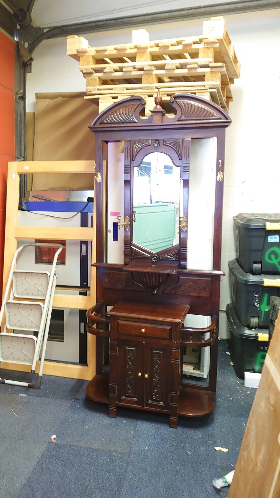 Victorian Reproduction Hallway Stand With Candle Sconces   1980s/90s. Very Good Condition. Mahogany Effect   2.26m Tall 0.98m Wide 0.4m Dep photo furniture