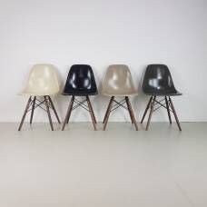 Eames Herman Miller Dsw Side Chairs In Monochrome   Black / Grey / Greige / Parchment photo furniture