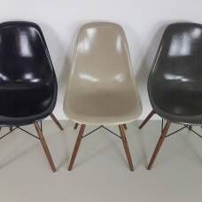 Eames Herman Miller Dsw Side Chairs In Monochrome   Black / Grey / Greige / Parchment photo vintage