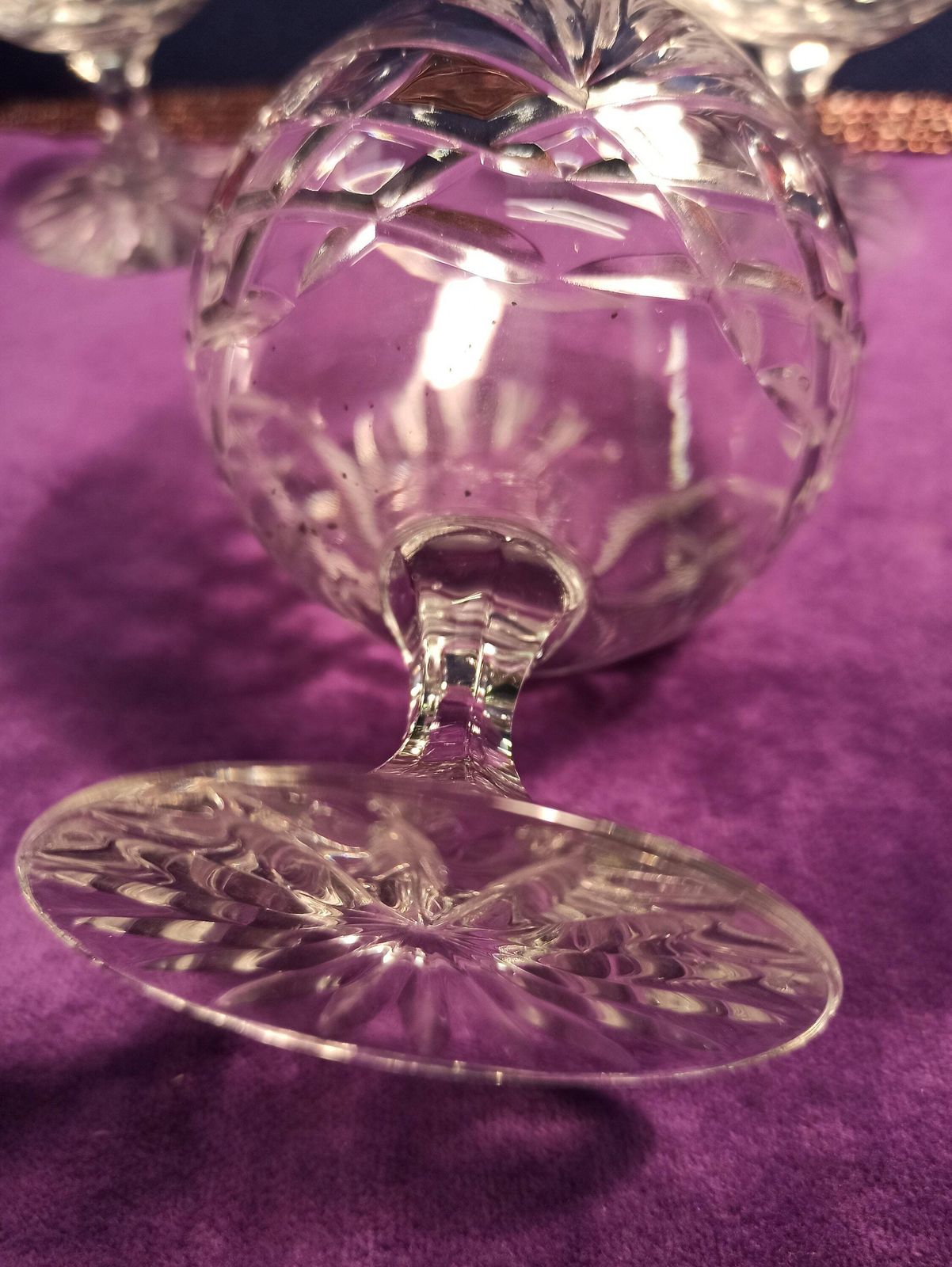 Trio Of Zawiercie Crystal Cut Brandy Glasses. Excellent Condition. photo vinterior