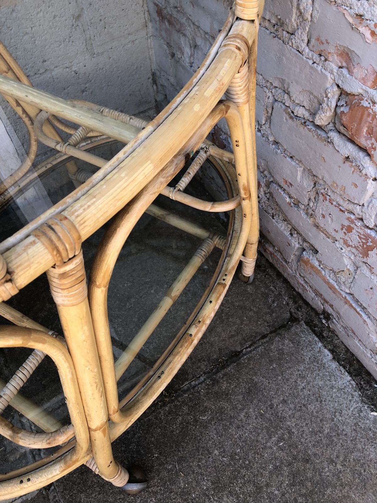 photo buy Drinks Trolley Drinks Bamboo Wicker Rattan Glass Shelves Castors By Angraves