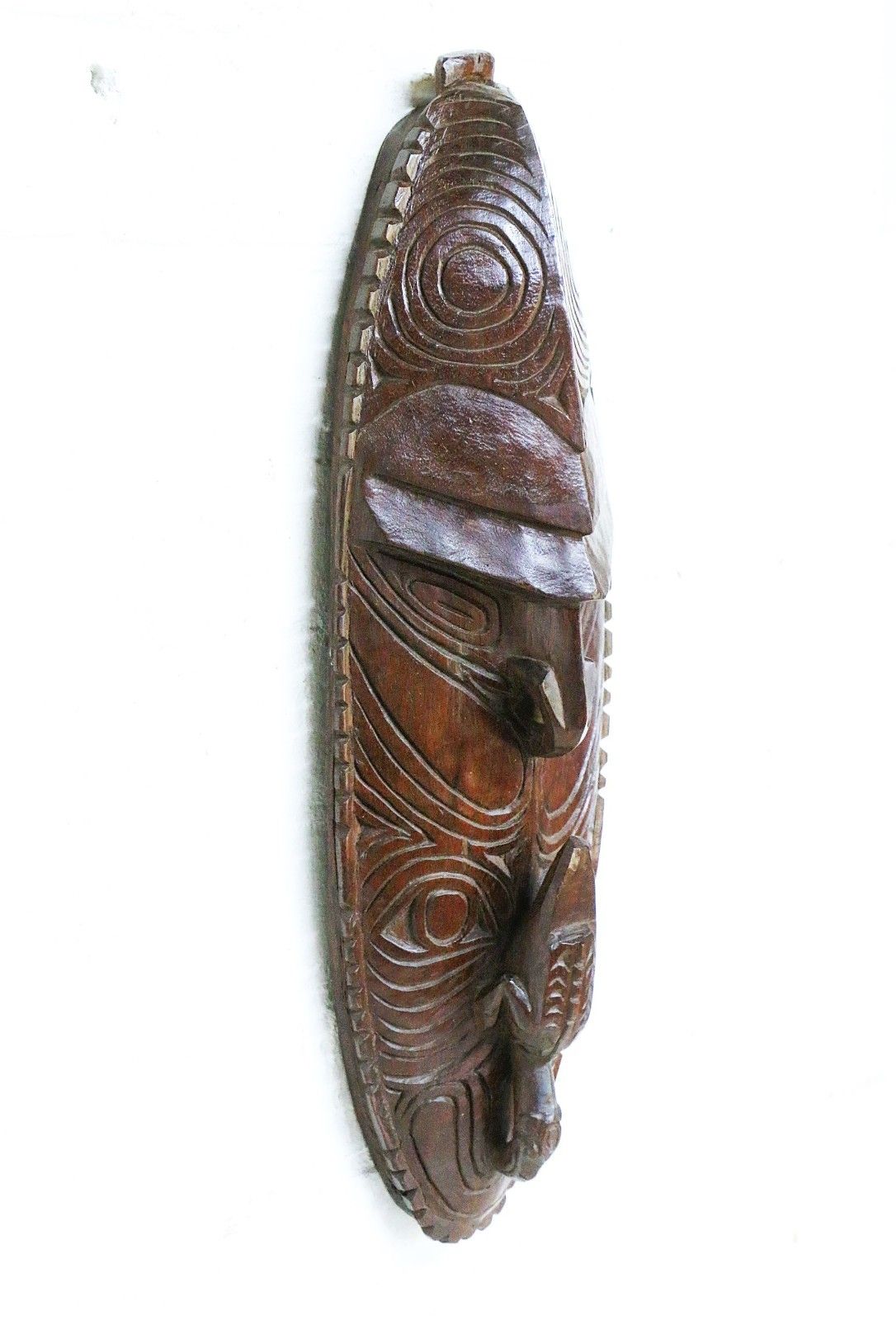Vintage Pacific Islands Tribal Art Face Mask Hand Carved Wood Papua New Guinea photo furniture