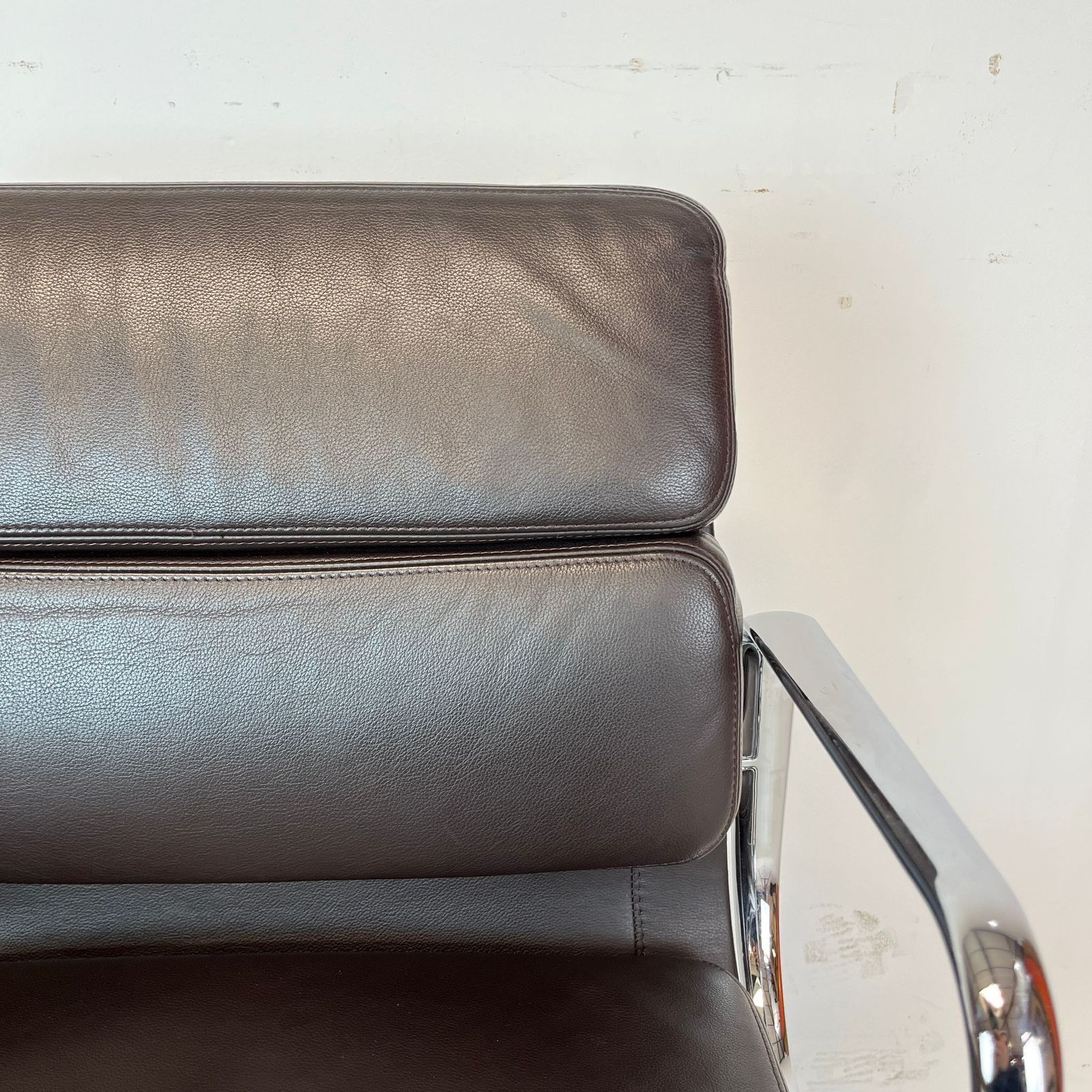 Eames Vitra For Herman Miller Brown Leather Soft Pad Group Chair photo vinterior