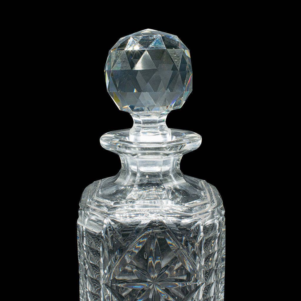 Vintage Whisky Decanter English Cut Glass Bourbon Scotch Carafe Mid Century photo buy