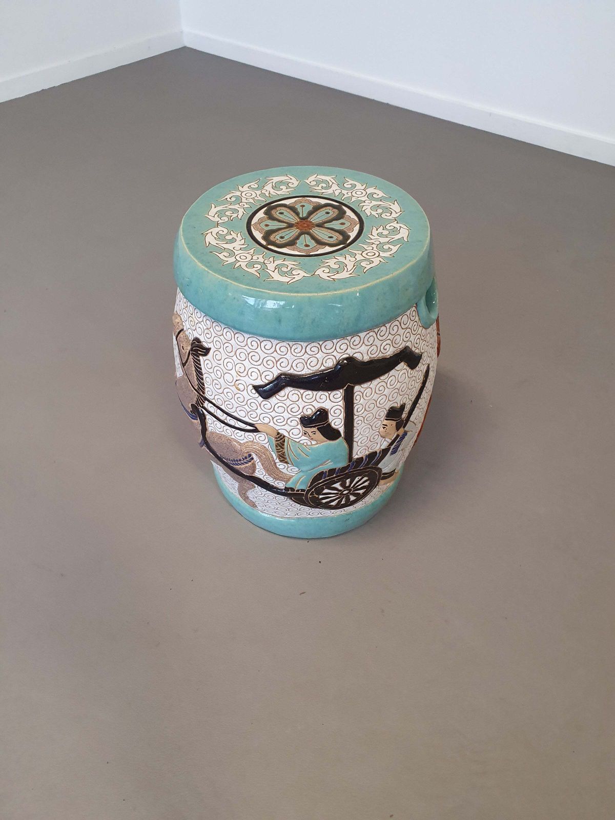 Set Of 2 Porcelain Chinoiserie Garden Stools photo for sale