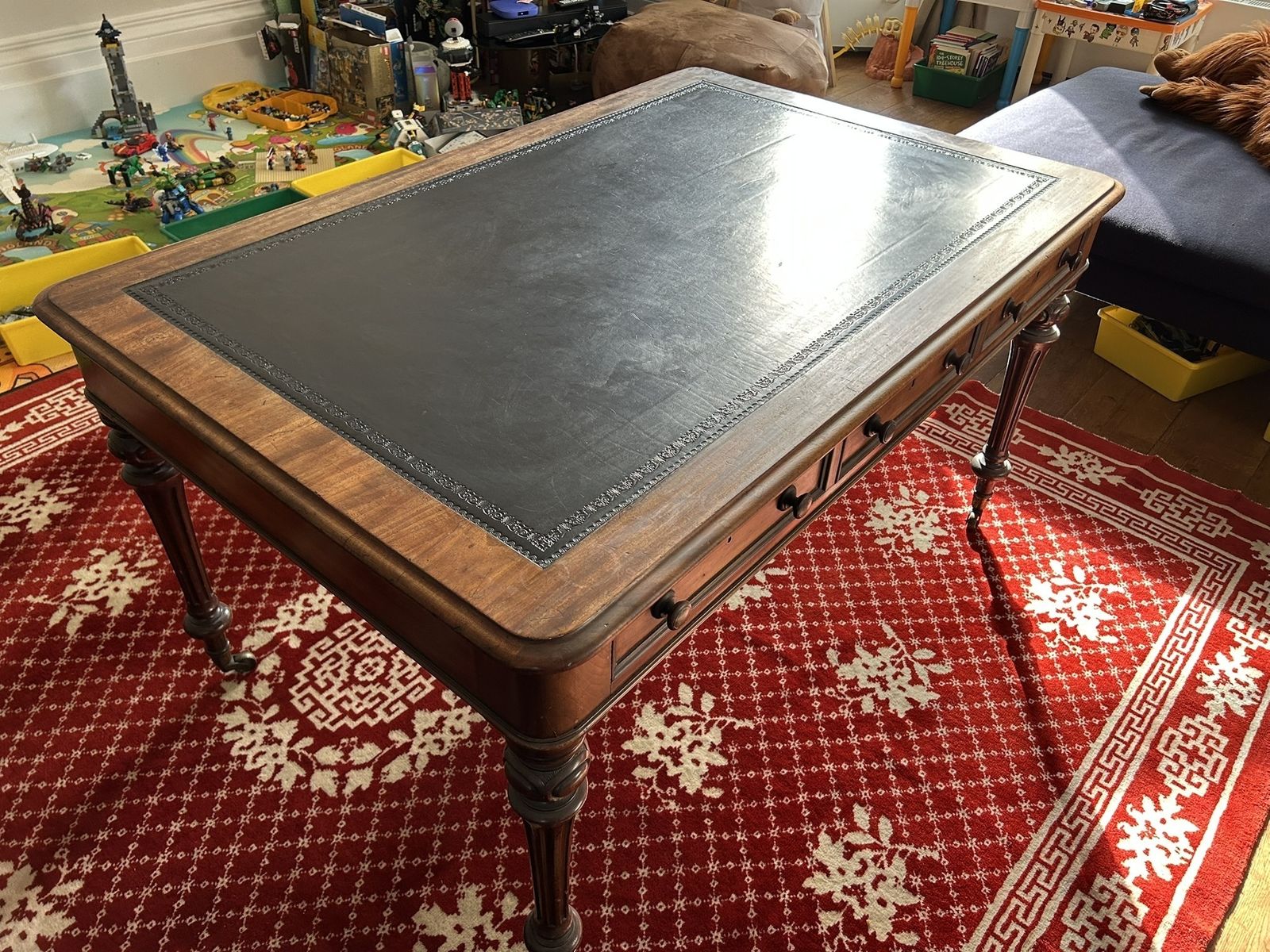 Large Victorian Mahogany Leather Top Writing Desk photo buy